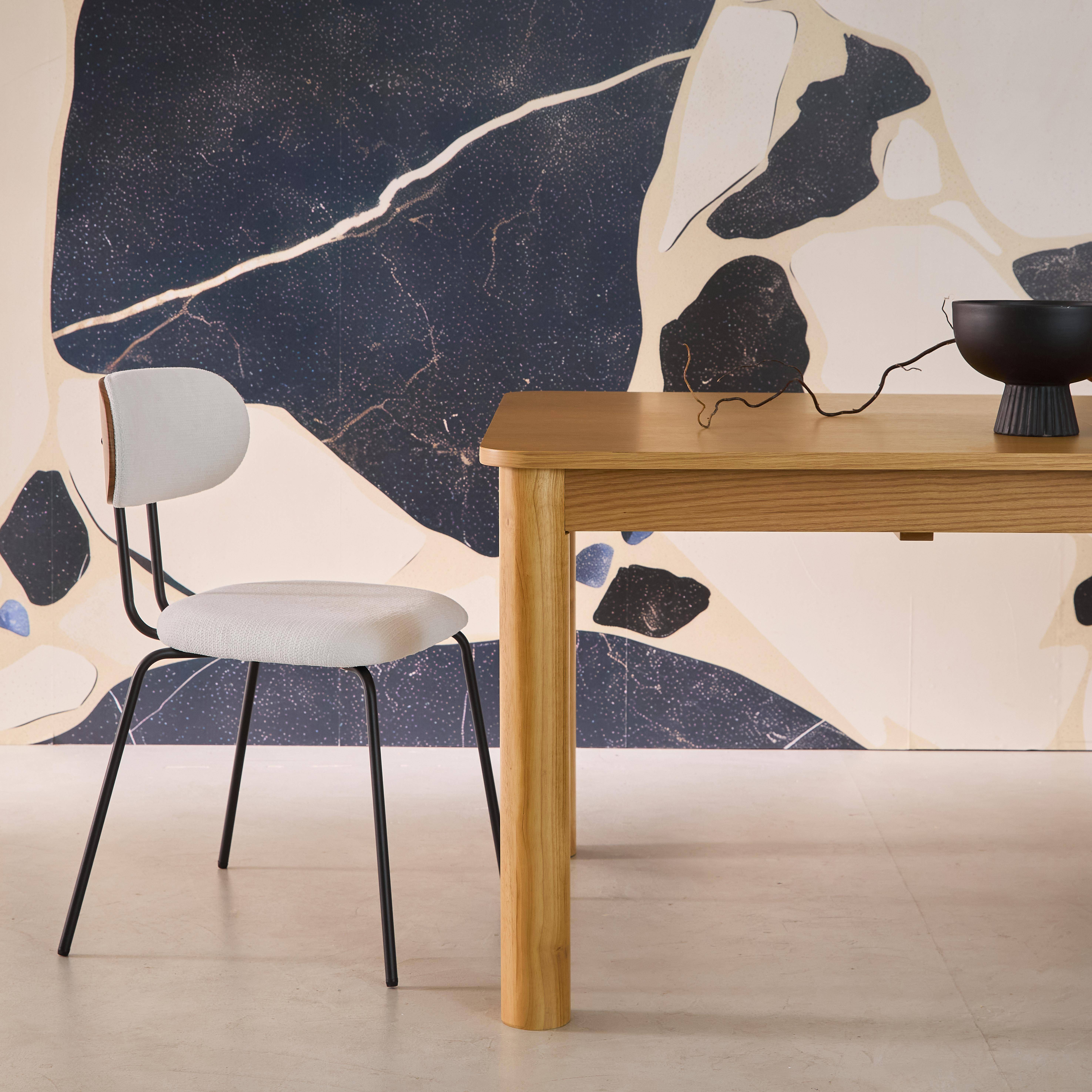 Table à manger rectangulaire extensible bois d'hévéa et placage chêne naturel 6 à 10 places - 170-270cm - Solene Photo4