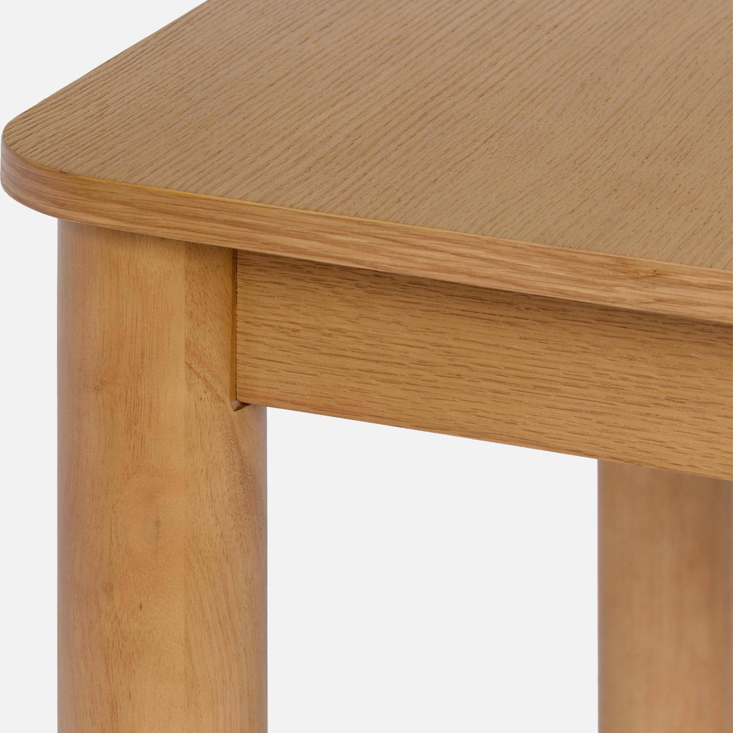 Rechthoekige uitschuifbare eettafel van rubberhout en eikenfineer 6 tot 10 plaatsen naturel 170/220/270x100x76cm - Solene Photo7