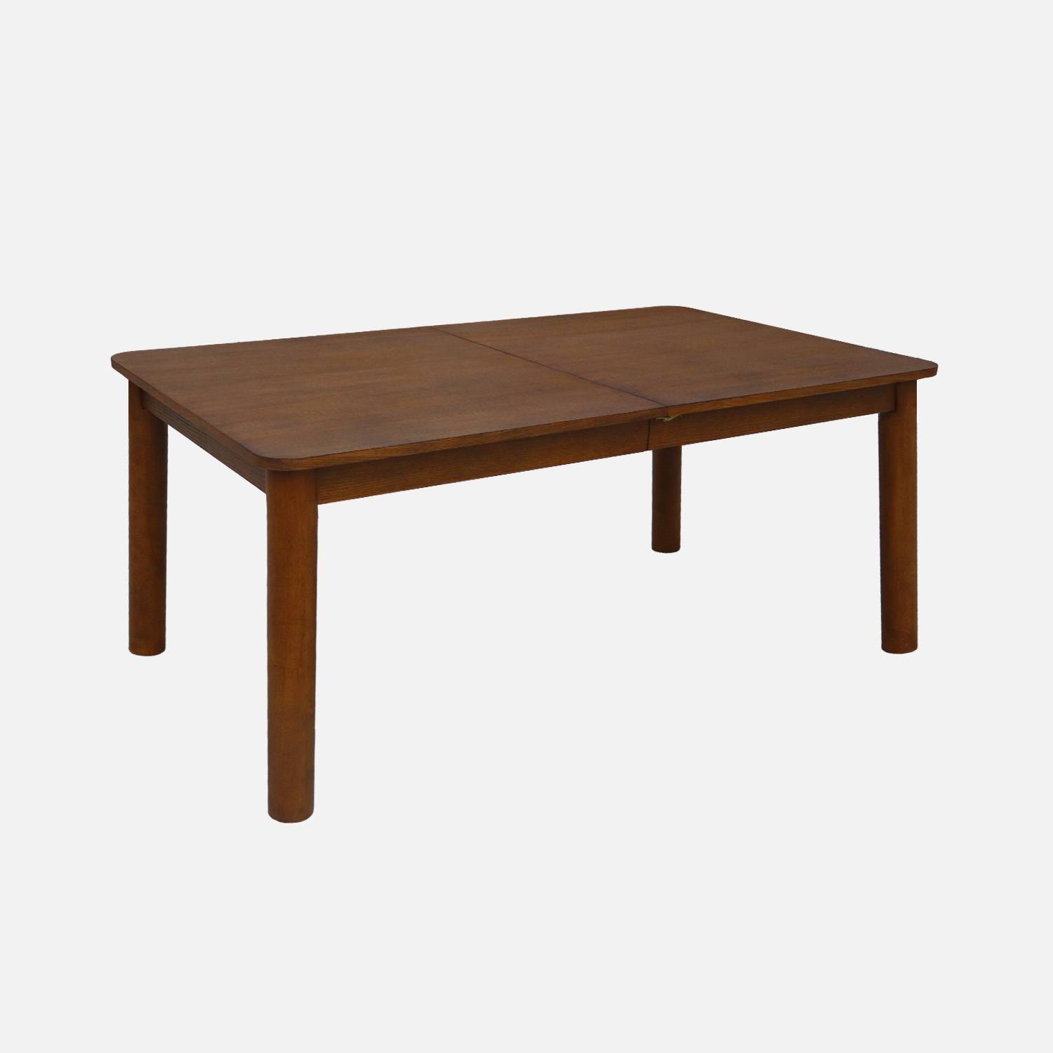 Table à manger extensible bois d'hévéa et placage chêne noyer 6 à 10 places