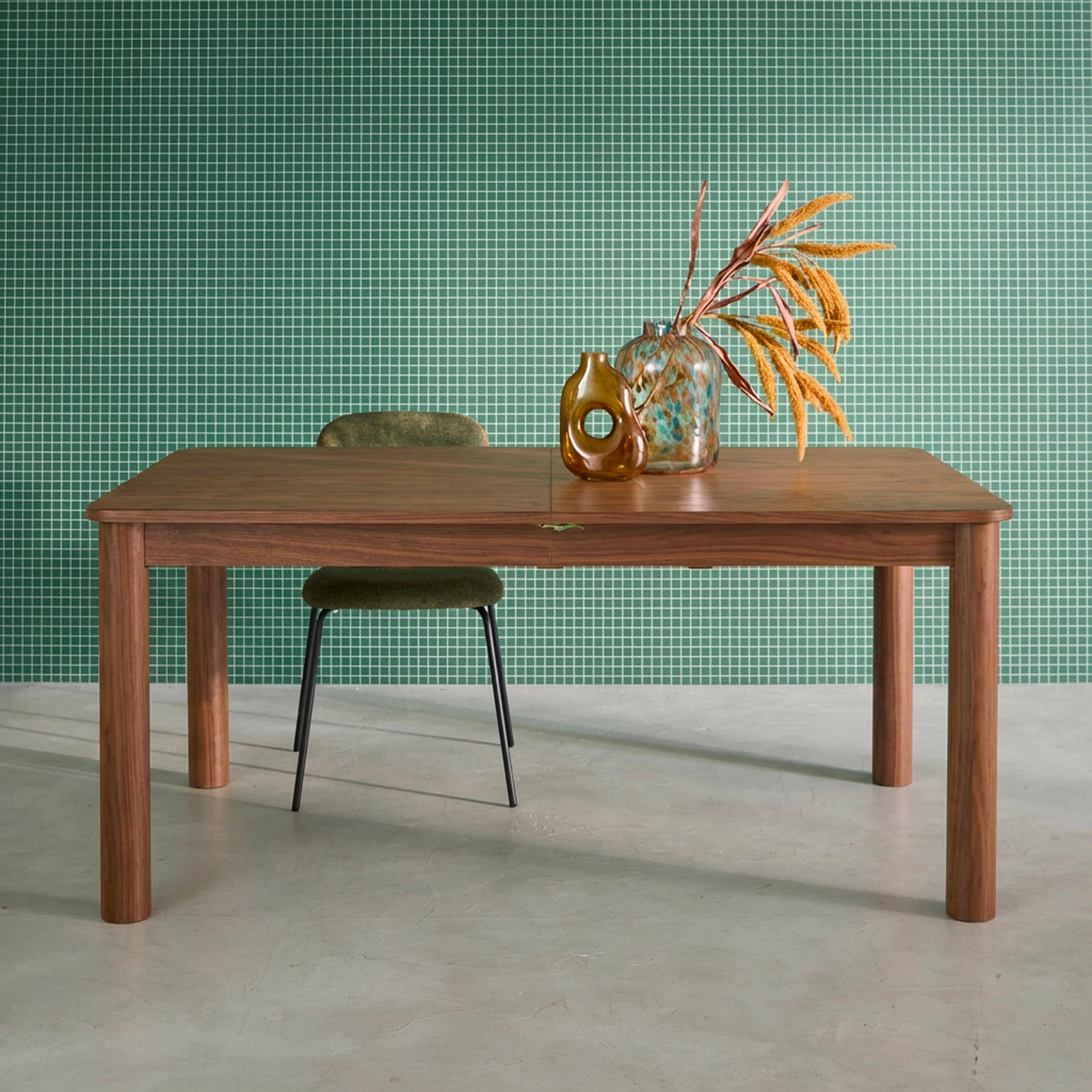 Uitschuifbare rechthoekige eettafel van rubberhout en eikenfineer 6 tot 10 plaatsen walnoot 170/220/270x100x76cm - Solene Photo3