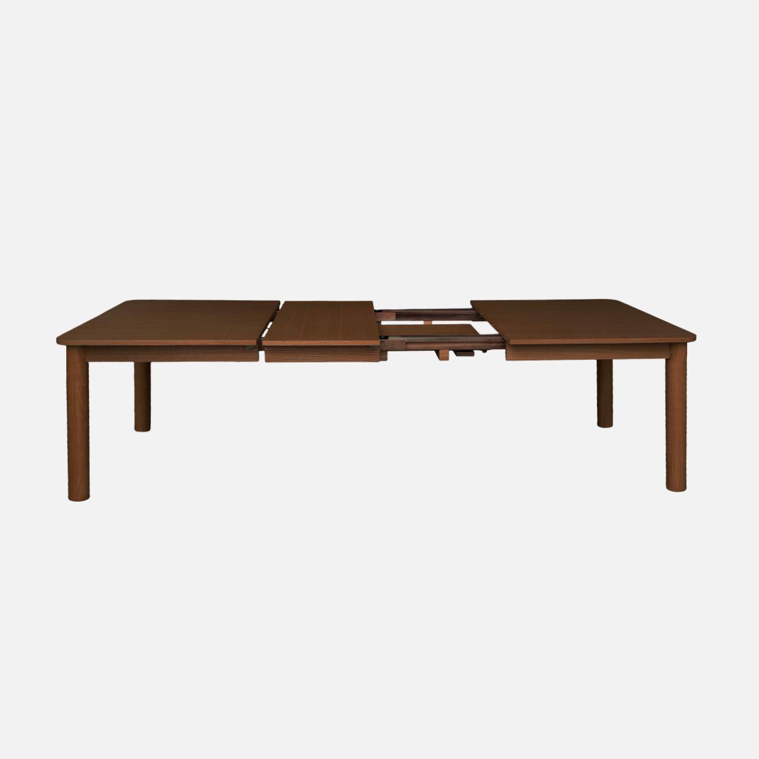 Table à manger rectangulaire extensible bois d'hévéa et placage chêne noyer 6 à 10 places - 170-270cm - Solene,sweeek,Photo4