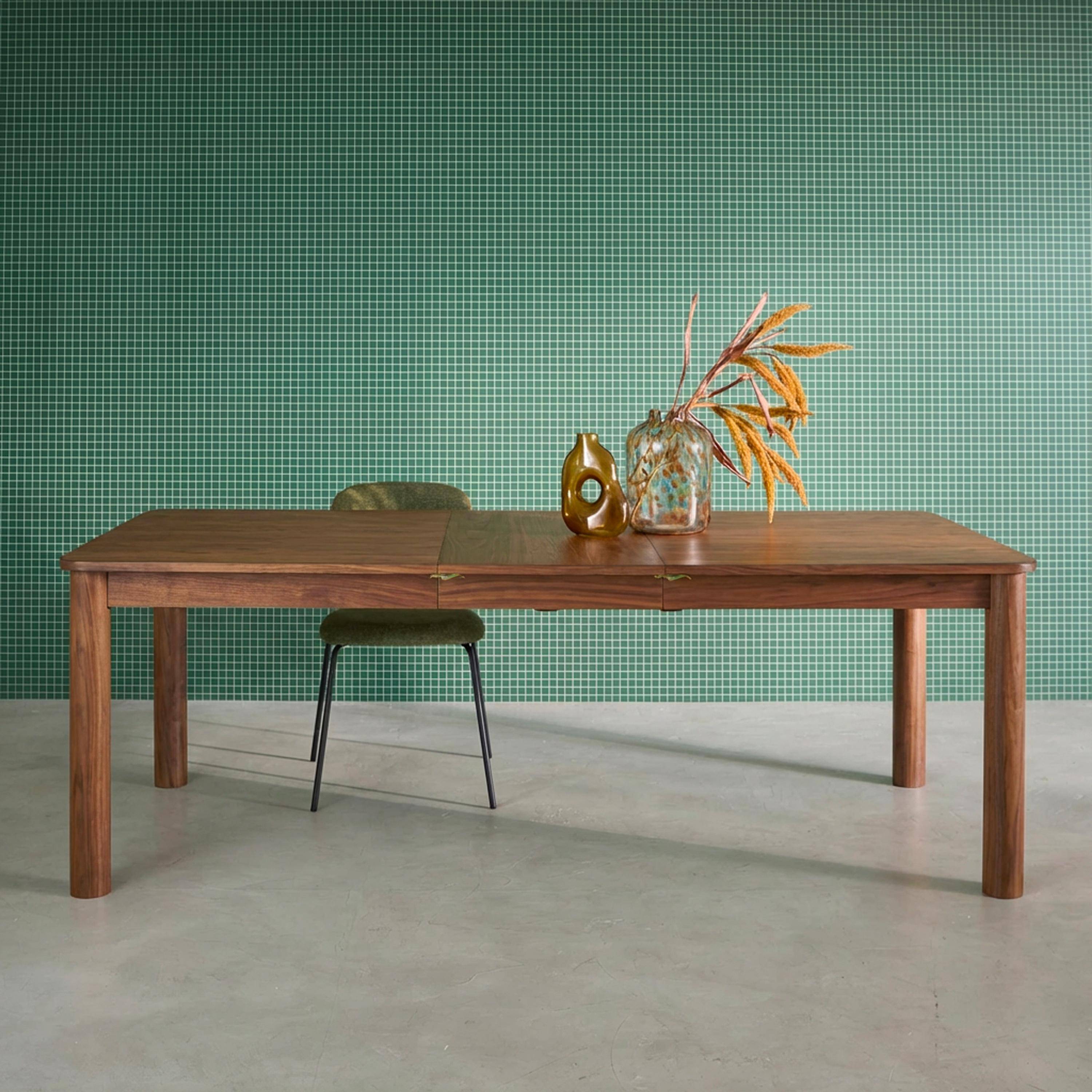 Uitschuifbare rechthoekige eettafel van rubberhout en eikenfineer 6 tot 10 plaatsen walnoot 170/220/270x100x76cm - Solene Photo2