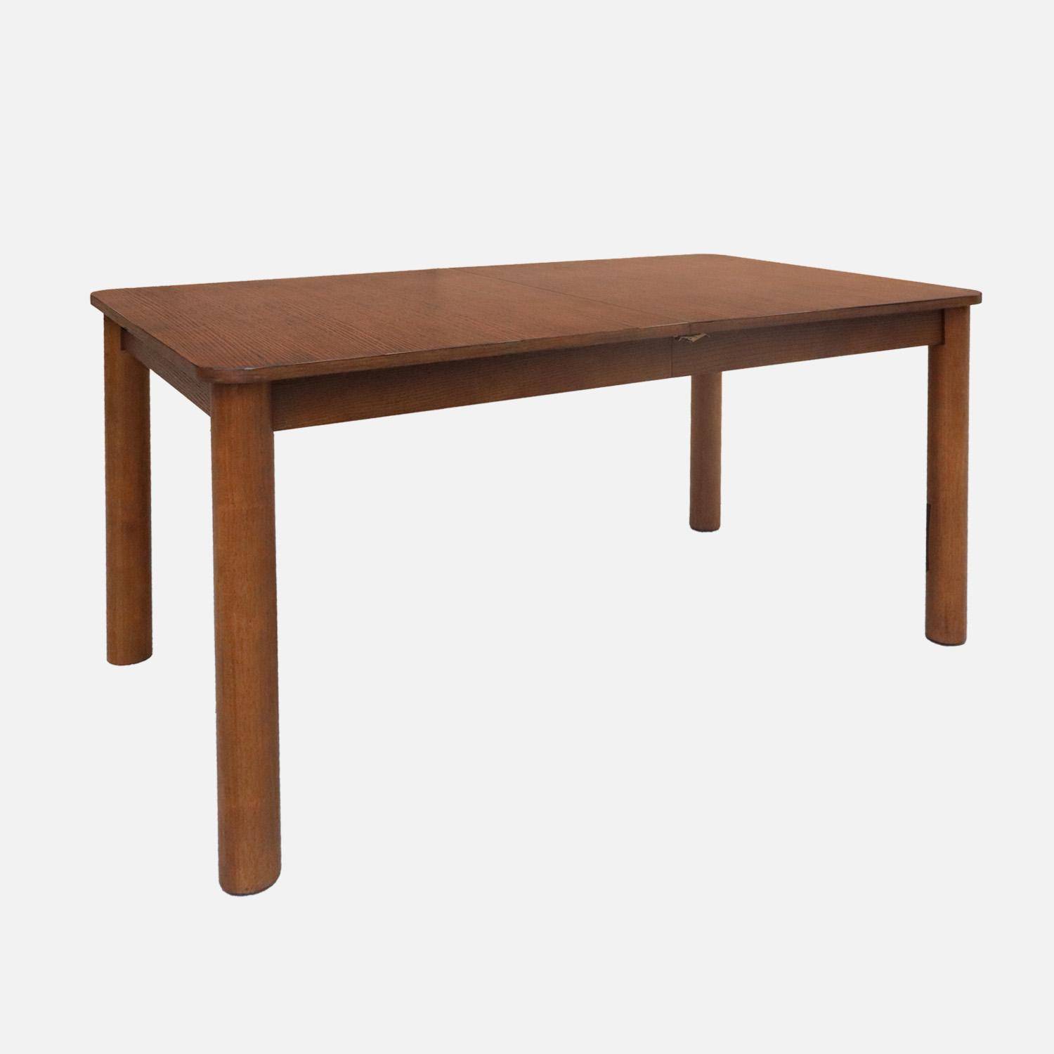 Uitschuifbare rechthoekige eettafel van rubberhout en eikenfineer 6 tot 10 plaatsen walnoot 170/220/270x100x76cm - Solene Photo4