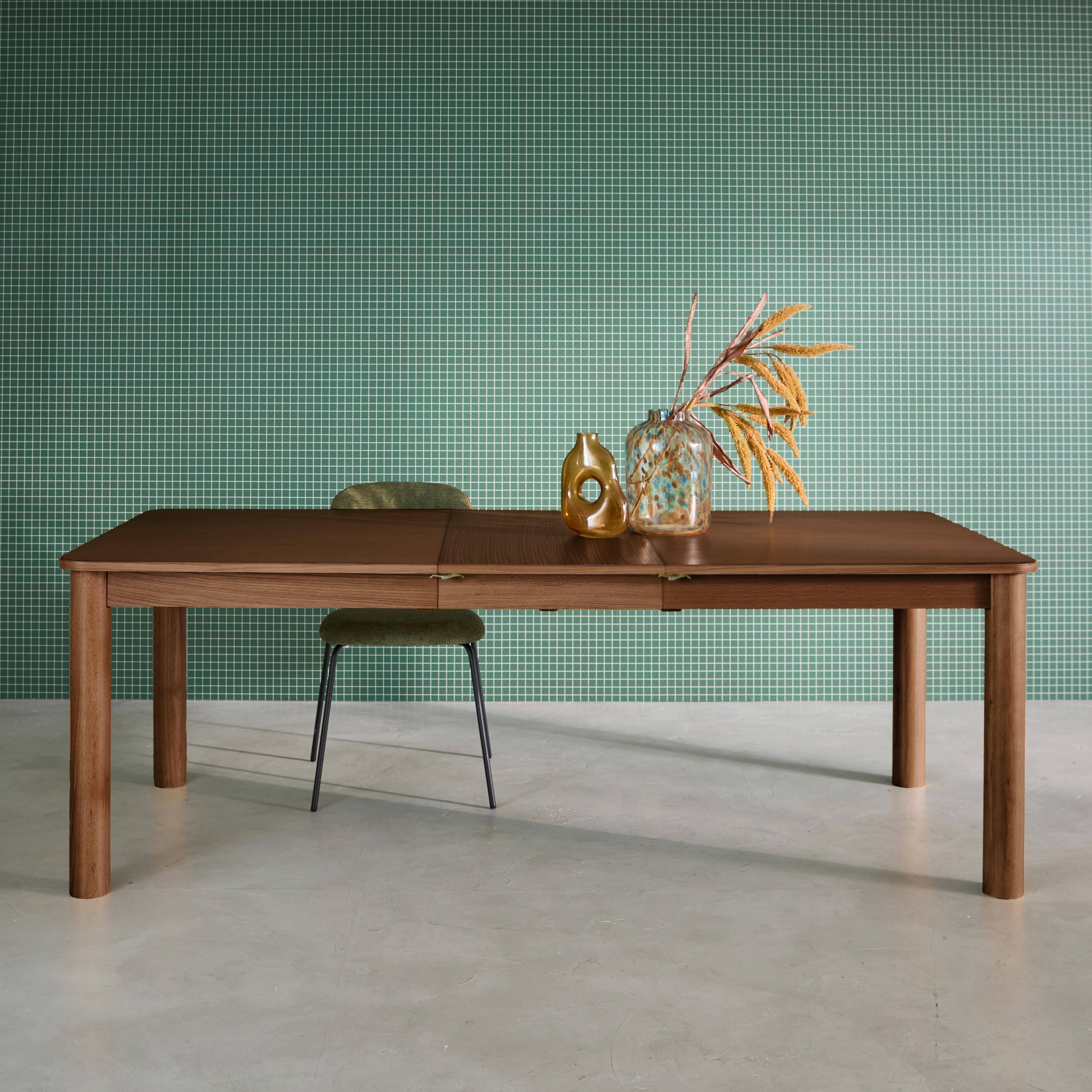 Uitschuifbare rechthoekige eettafel van rubberhout en eikenfineer 6 tot 10 plaatsen walnoot 170/220/270x100x76cm - Solene Photo3