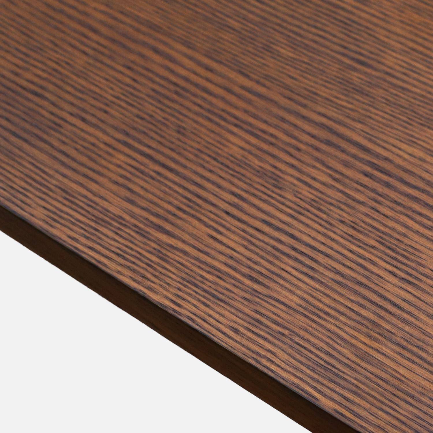 Uitschuifbare rechthoekige eettafel van rubberhout en eikenfineer 6 tot 10 plaatsen walnoot 170/220/270x100x76cm - Solene Photo2