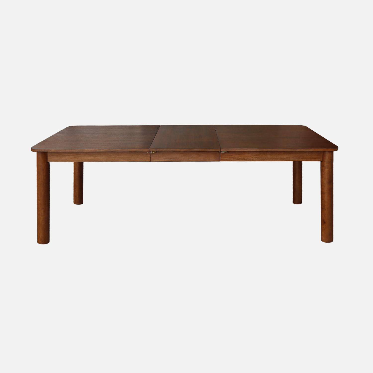 Table à manger rectangulaire extensible bois d'hévéa et placage chêne noyer 6 à 10 places - 170-270cm - Solene,sweeek,Photo2