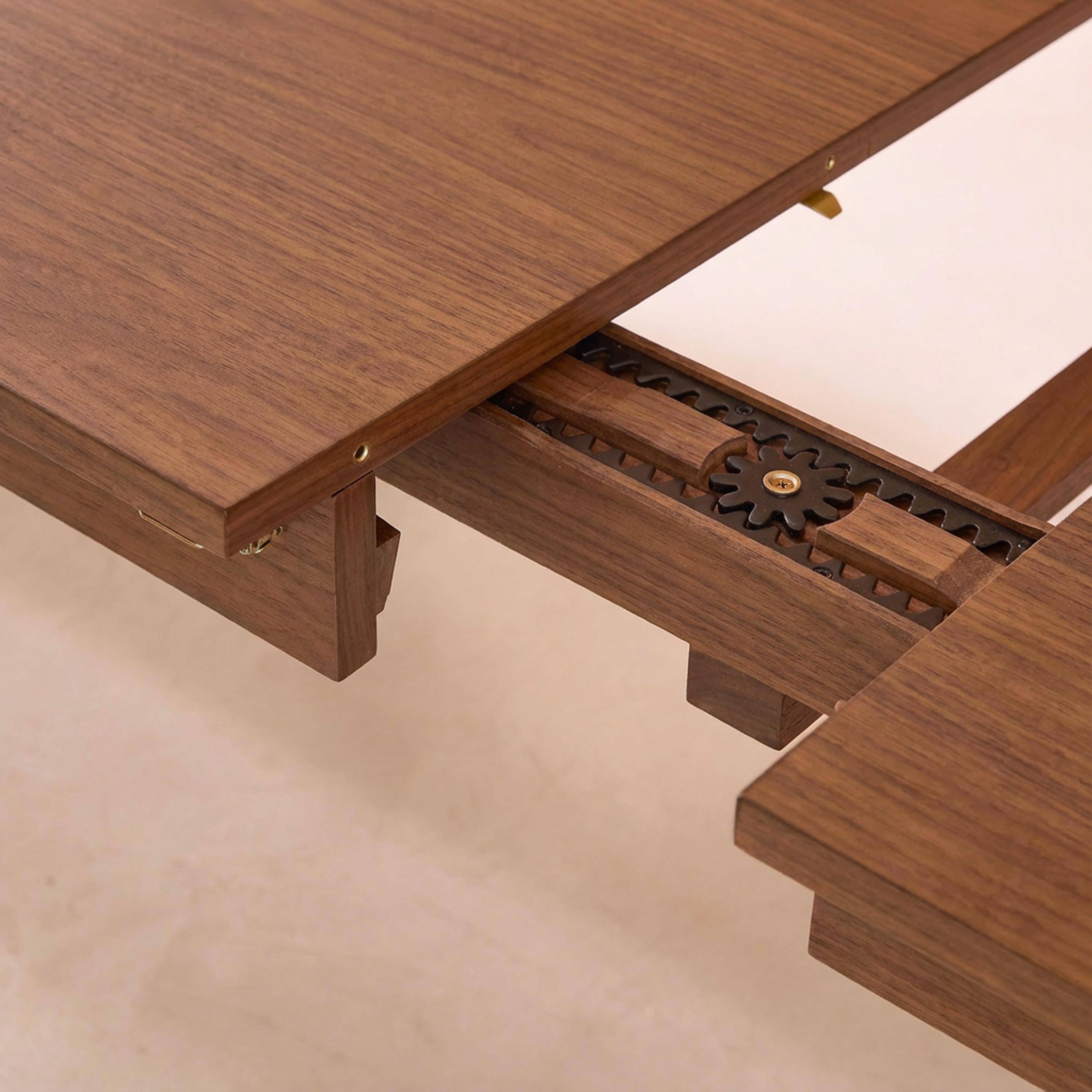 Uitschuifbare rechthoekige eettafel van rubberhout en eikenfineer 6 tot 10 plaatsen walnoot 170/220/270x100x76cm - Solene Photo5