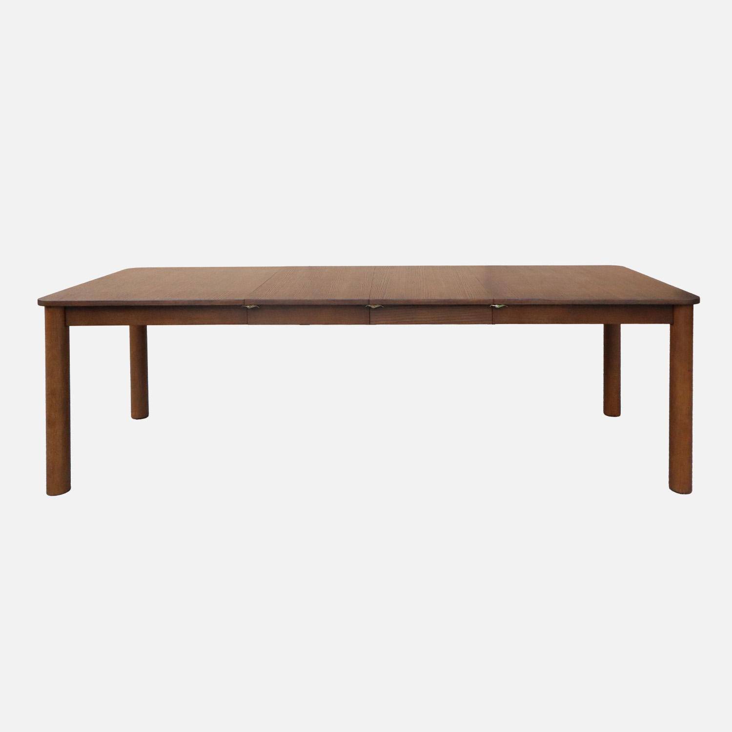 Uitschuifbare rechthoekige eettafel van rubberhout en eikenfineer 6 tot 10 plaatsen walnoot 170/220/270x100x76cm - Solene,sweeek,Photo5
