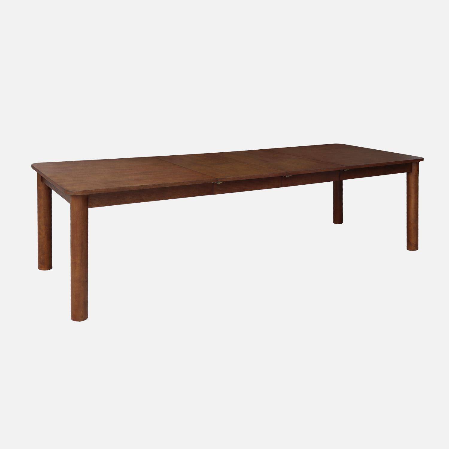 Table à manger rectangulaire extensible bois d'hévéa et placage chêne noyer 6 à 10 places - 170-270cm - Solene,sweeek,Photo3