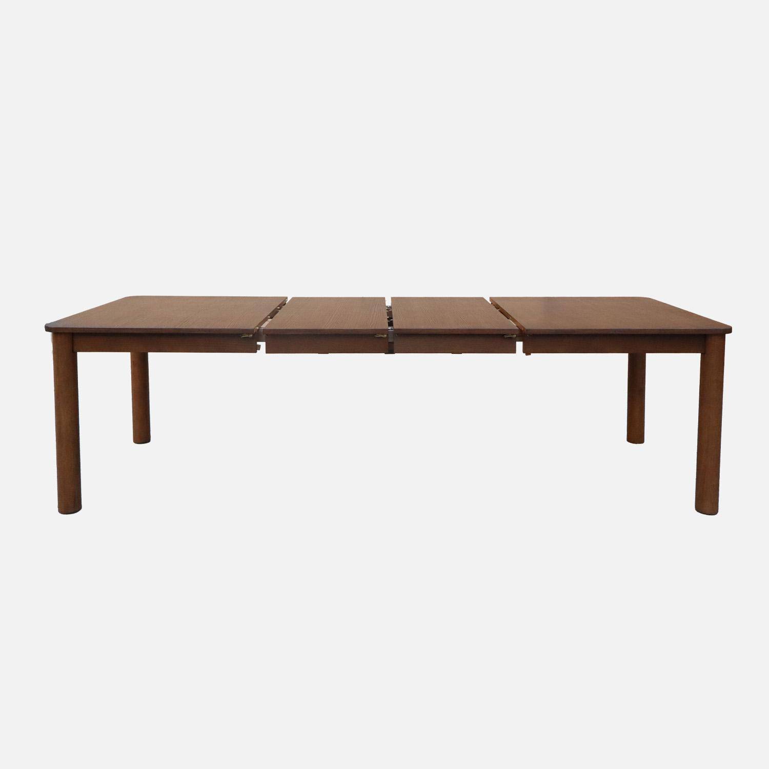 Uitschuifbare rechthoekige eettafel van rubberhout en eikenfineer 6 tot 10 plaatsen walnoot 170/220/270x100x76cm - Solene,sweeek,Photo6