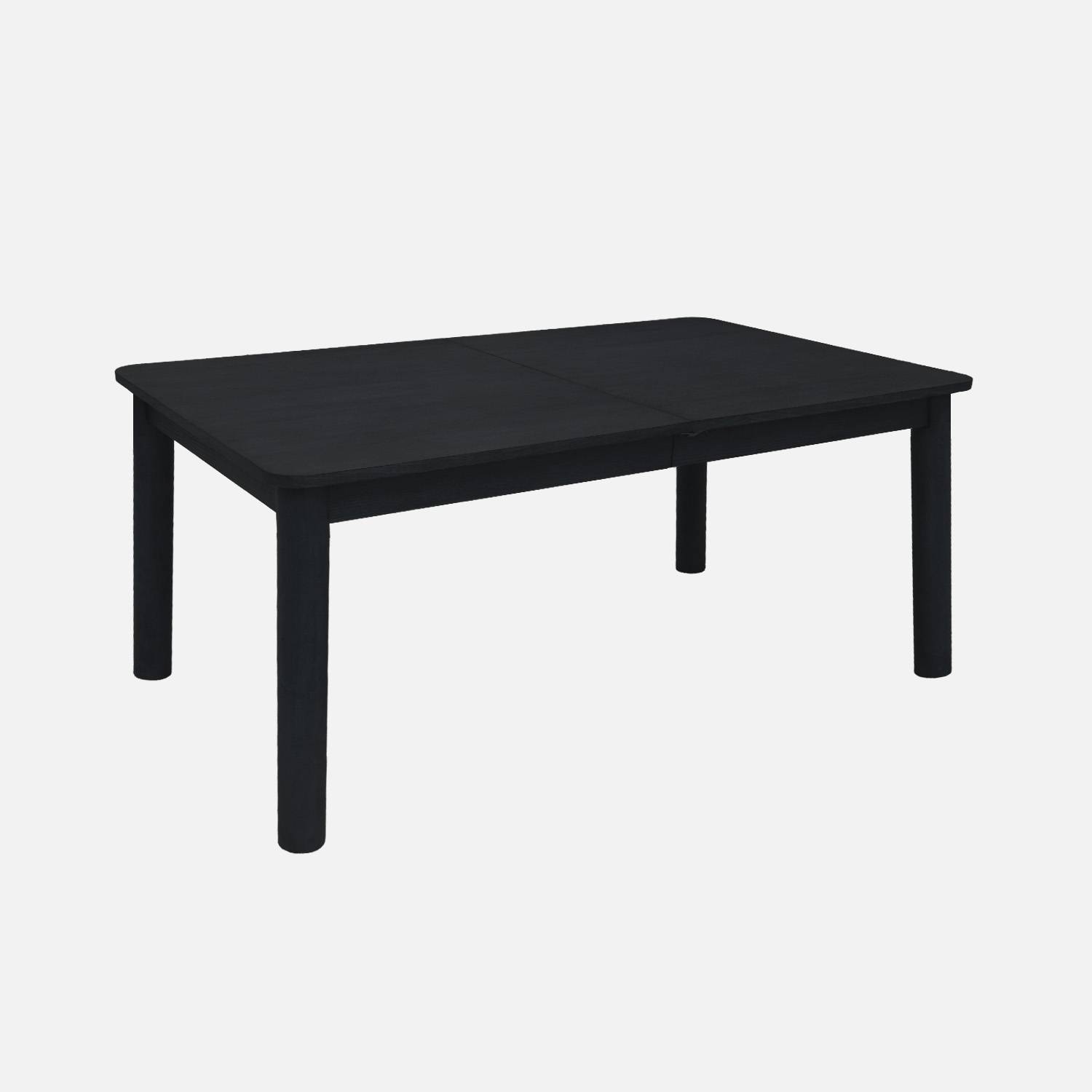 Table à manger extensible bois d'hévéa et placage chêne noir 6 à 10 places