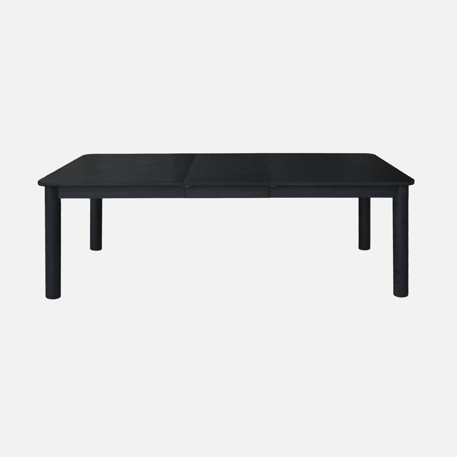 Table à manger rectangulaire extensible bois d'hévéa et placage chêne noir 6 à 10 places - 170-270cm - Solene Photo3