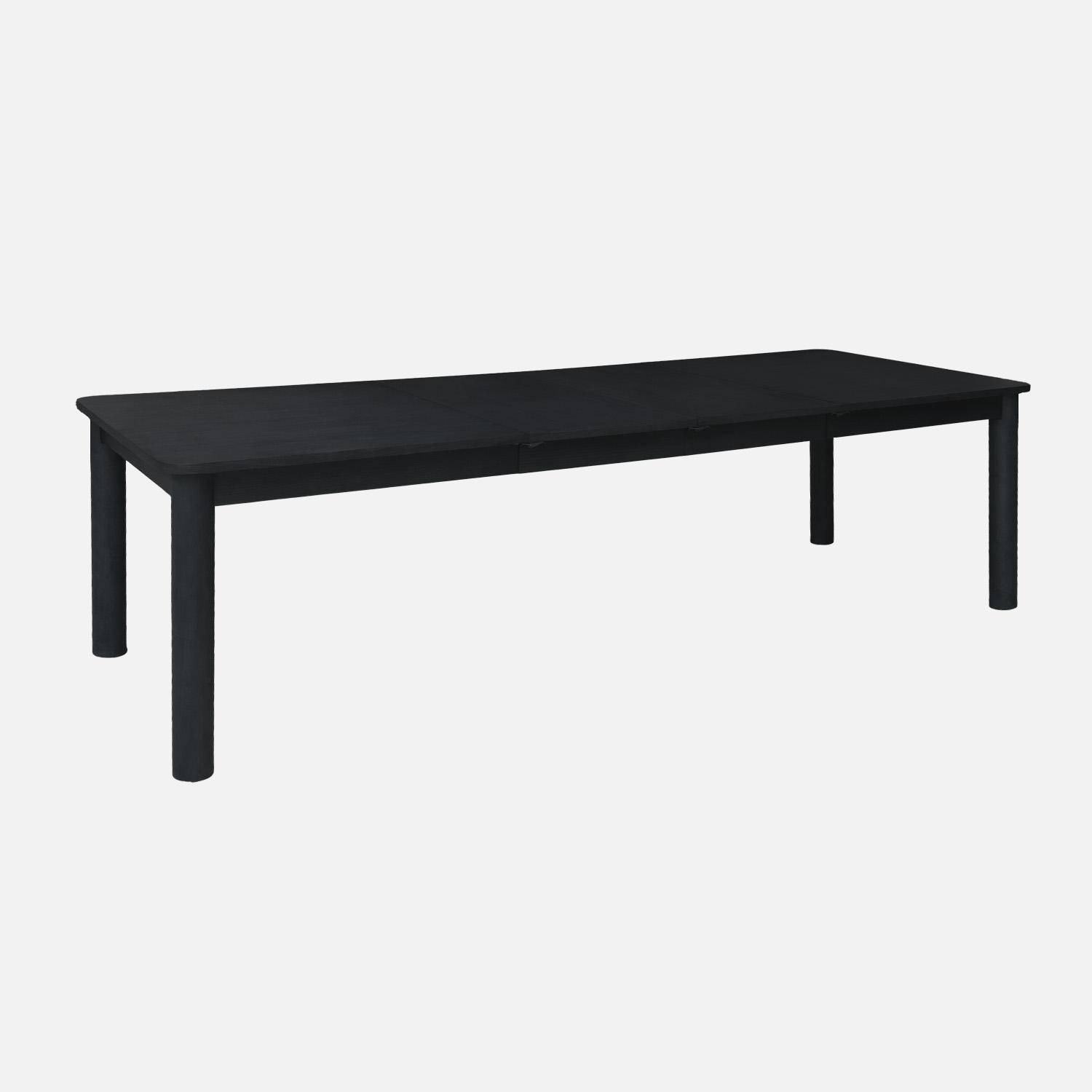 Table à manger rectangulaire extensible bois d'hévéa et placage chêne noir 6 à 10 places - 170-270cm - Solene Photo2
