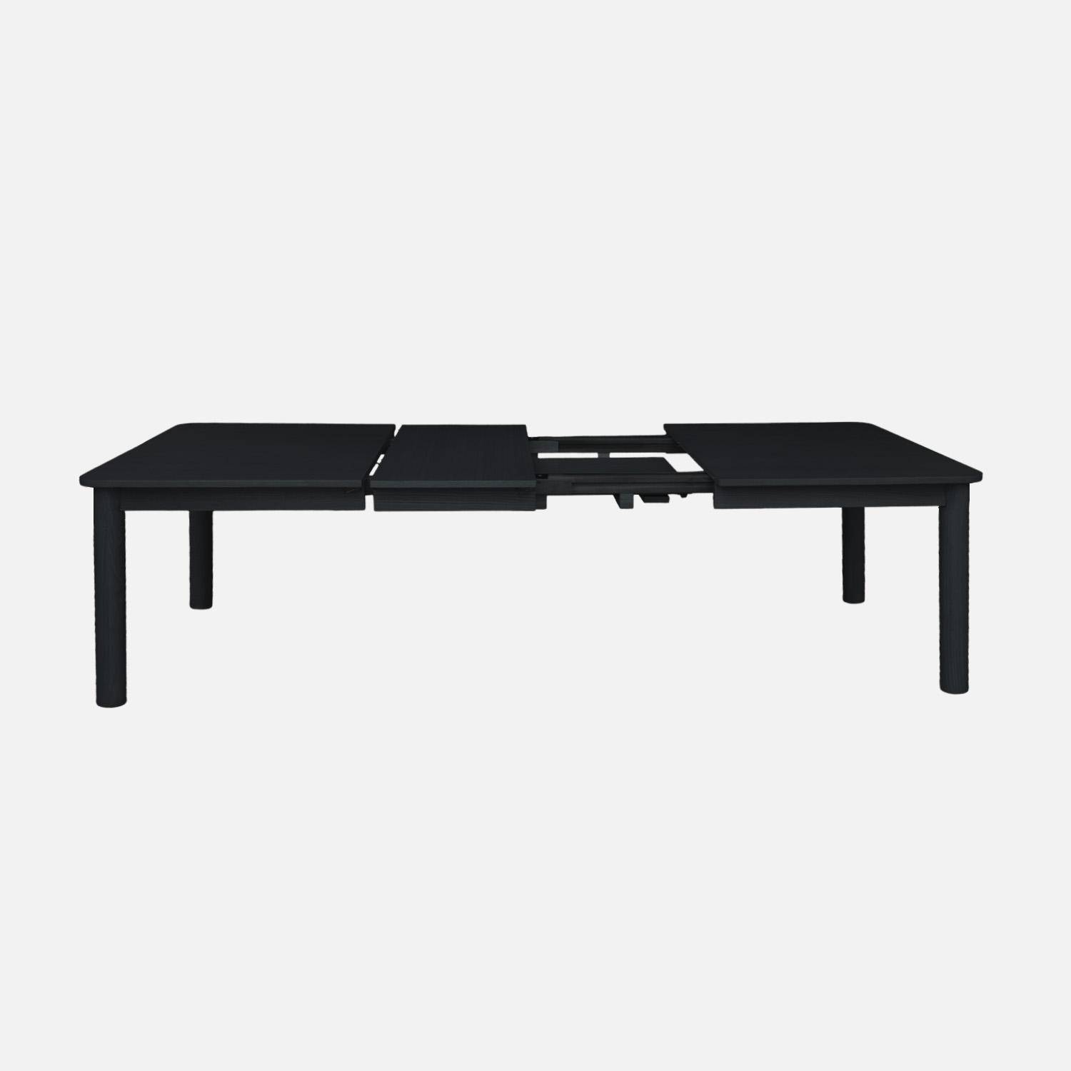 Table à manger rectangulaire extensible bois d'hévéa et placage chêne noir 6 à 10 places - 170-270cm - Solene Photo4