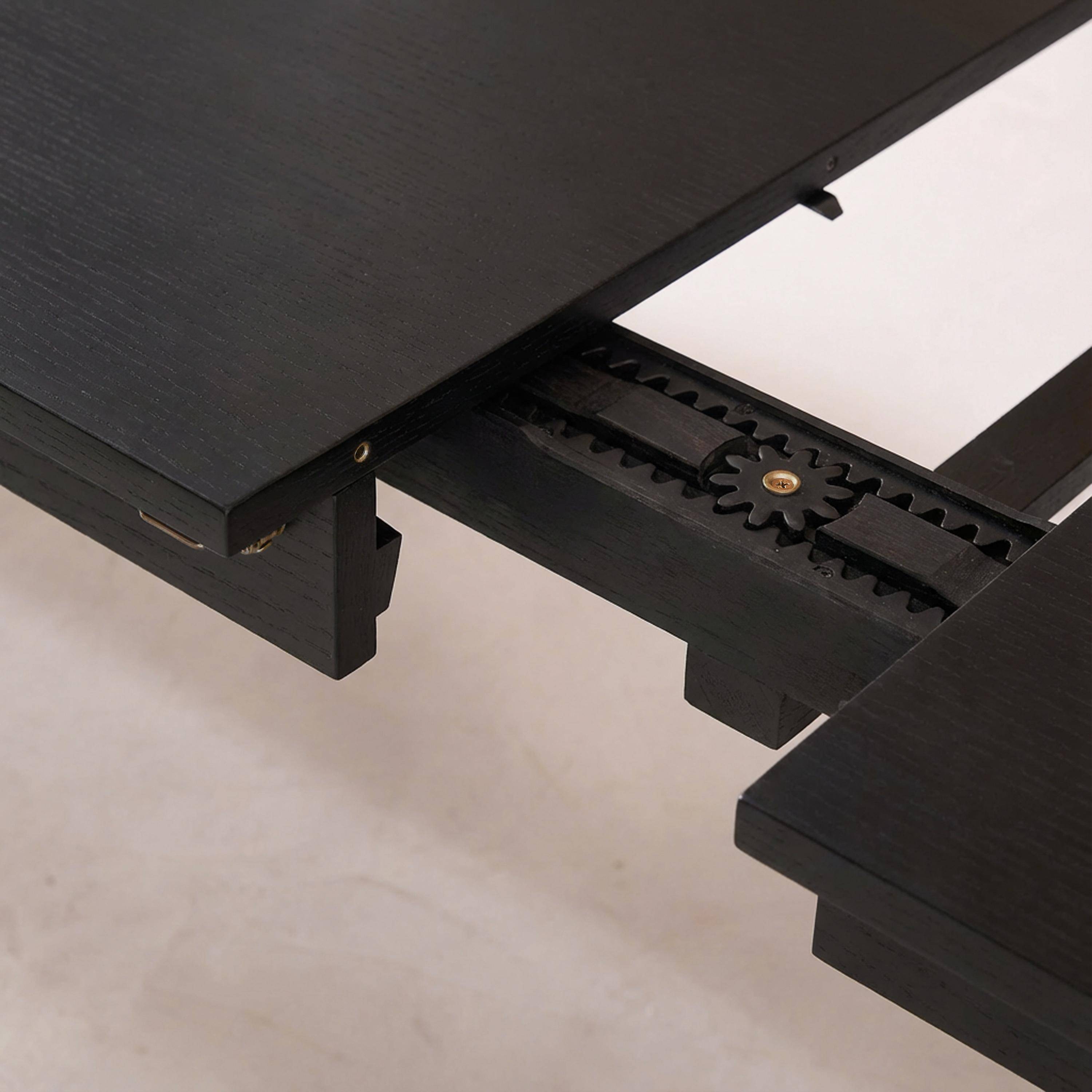 Uitschuifbare rechthoekige eettafel van rubberhout en eikenfineer 6 tot 10 plaatsen zwart 170/220/270x100x76cm - Solene Photo5