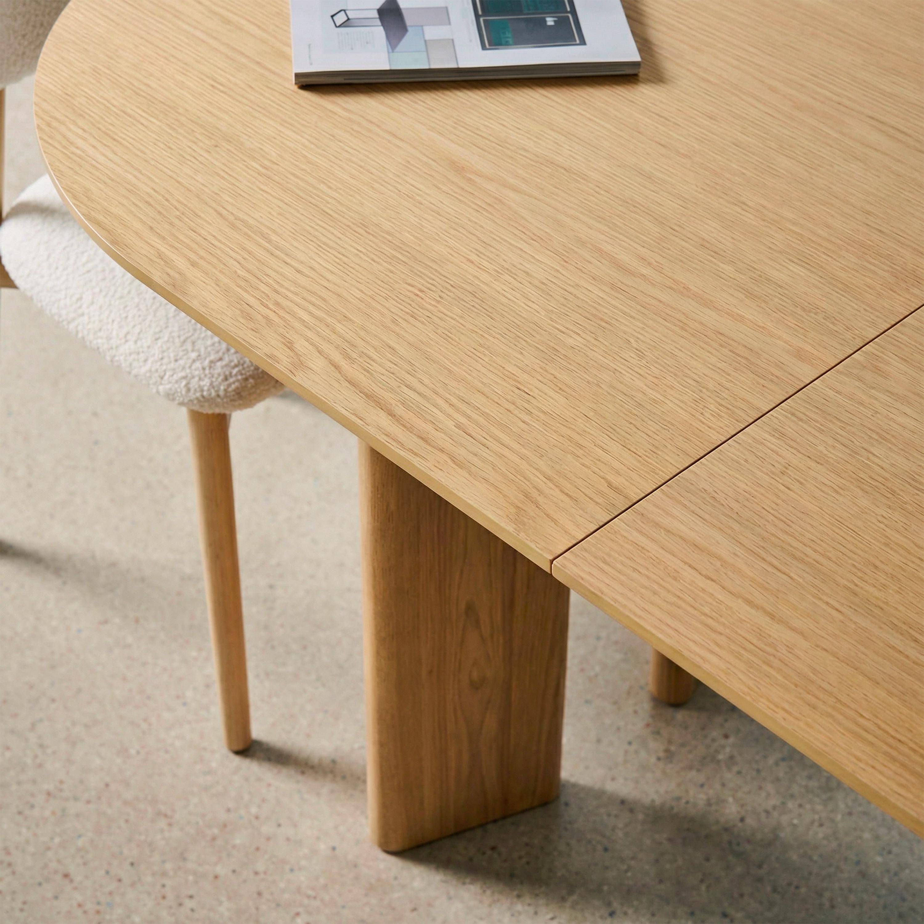 Ovale eetkamertafel uitschuifbaar van rubberhout en eikenfineer 6-8 plaatsen naturel 170/210 x 90 x 76cm - Albane,sweeek,Photo6