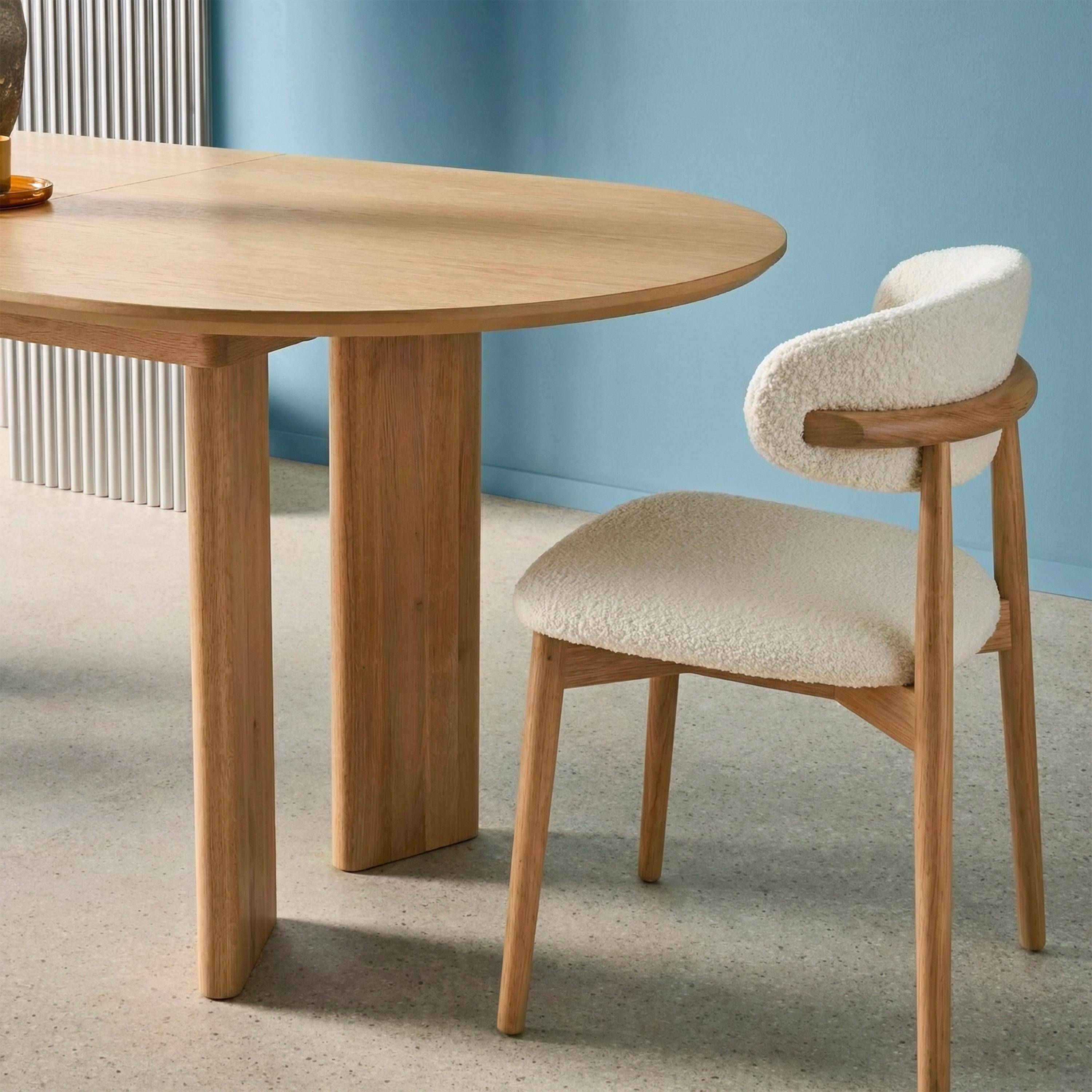 Ovale eetkamertafel uitschuifbaar van rubberhout en eikenfineer 6-8 plaatsen naturel 170/210 x 90 x 76cm - Albane Photo4