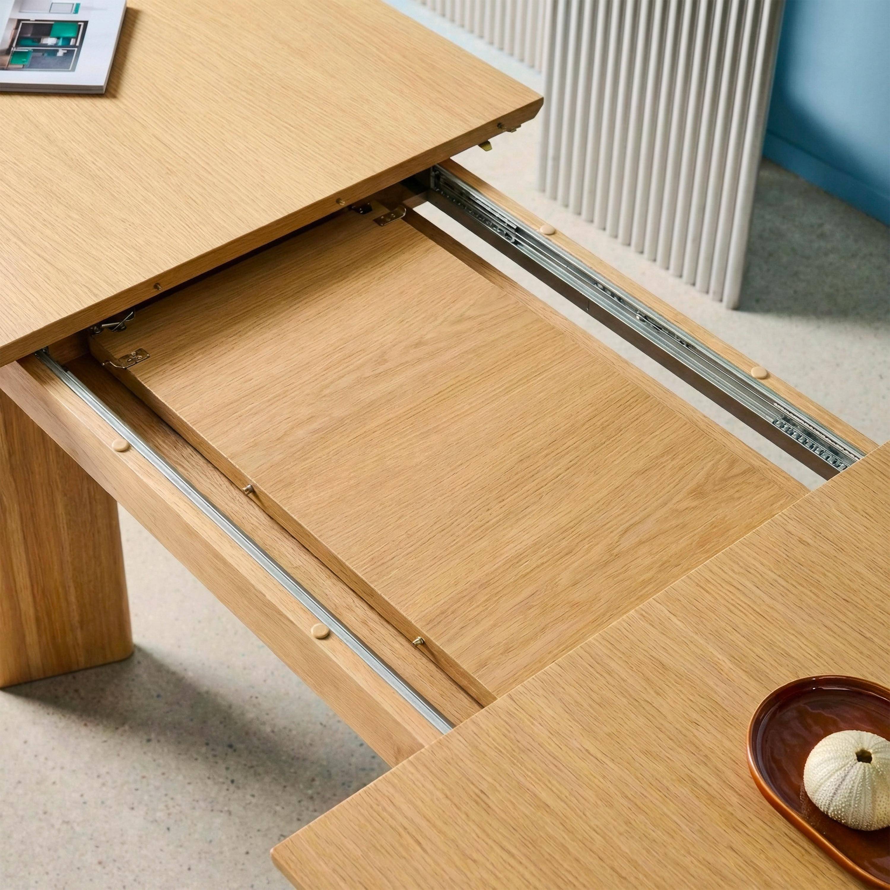 Ovale eetkamertafel uitschuifbaar van rubberhout en eikenfineer 6-8 plaatsen naturel 170/210 x 90 x 76cm - Albane,sweeek,Photo9