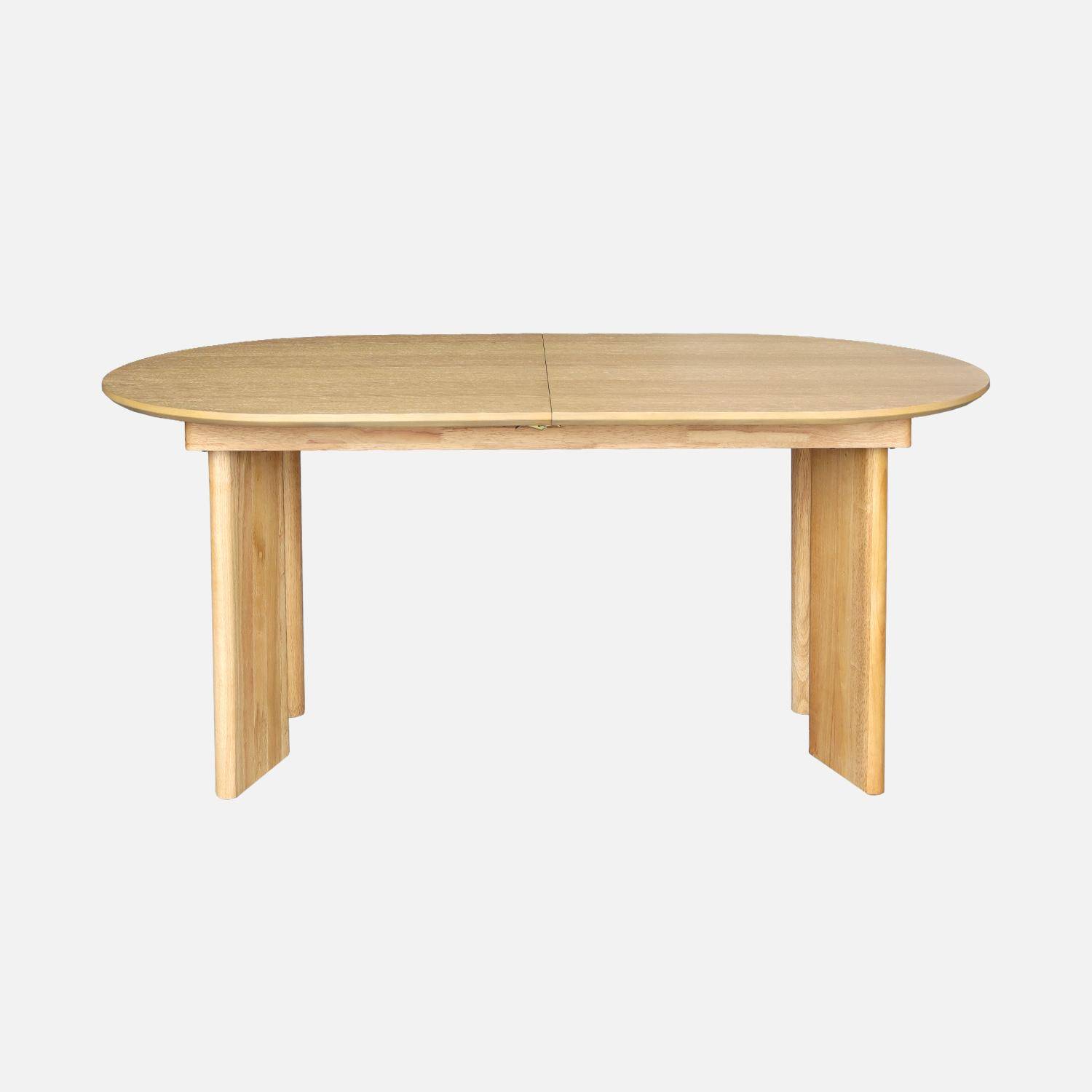Table à manger oblongue extensible bois d'hévéa et placage chêne naturel 6-8 places 170-210cm - Albane Photo4