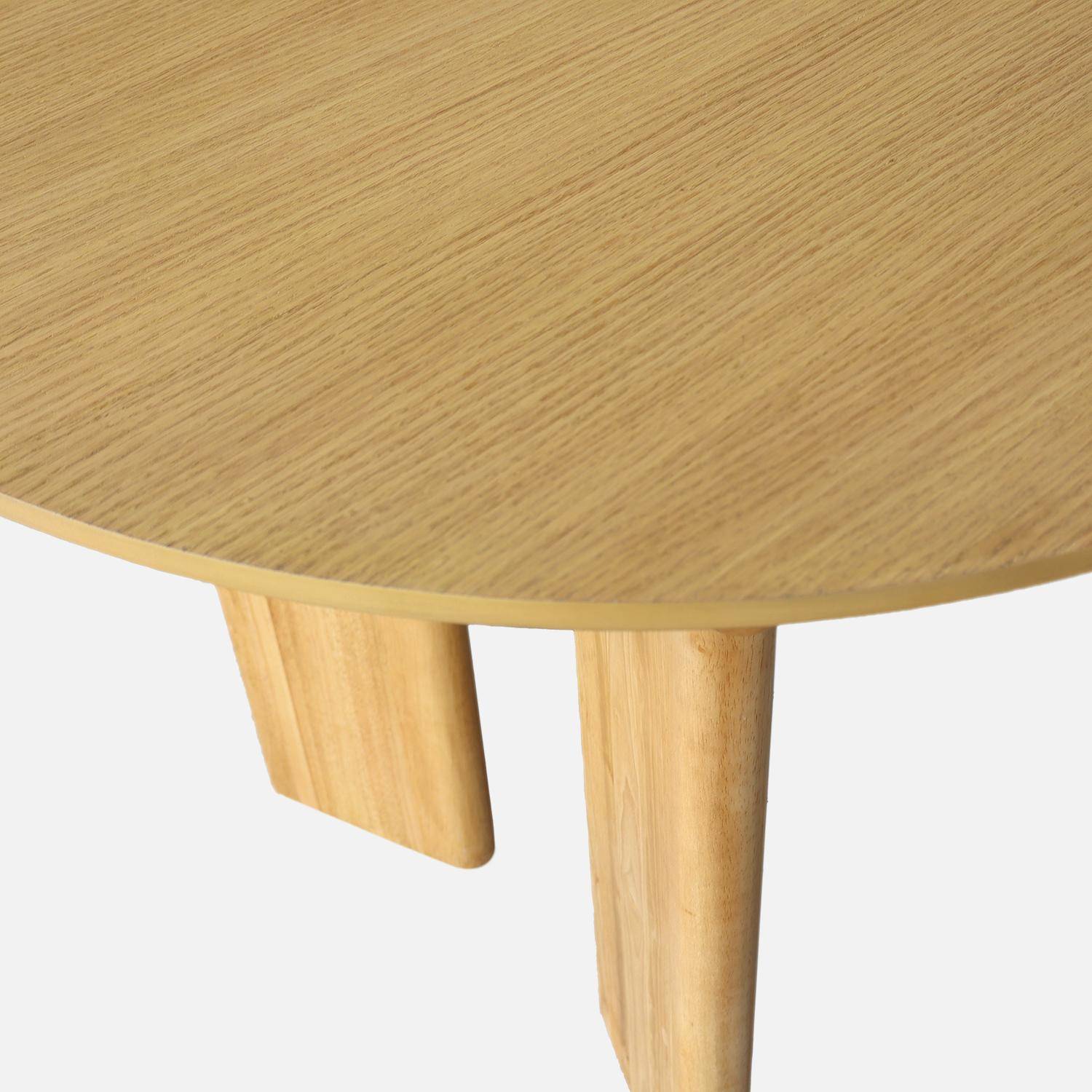 Table à manger oblongue extensible bois d'hévéa et placage chêne naturel 6-8 places 170-210cm - Albane,sweeek,Photo6