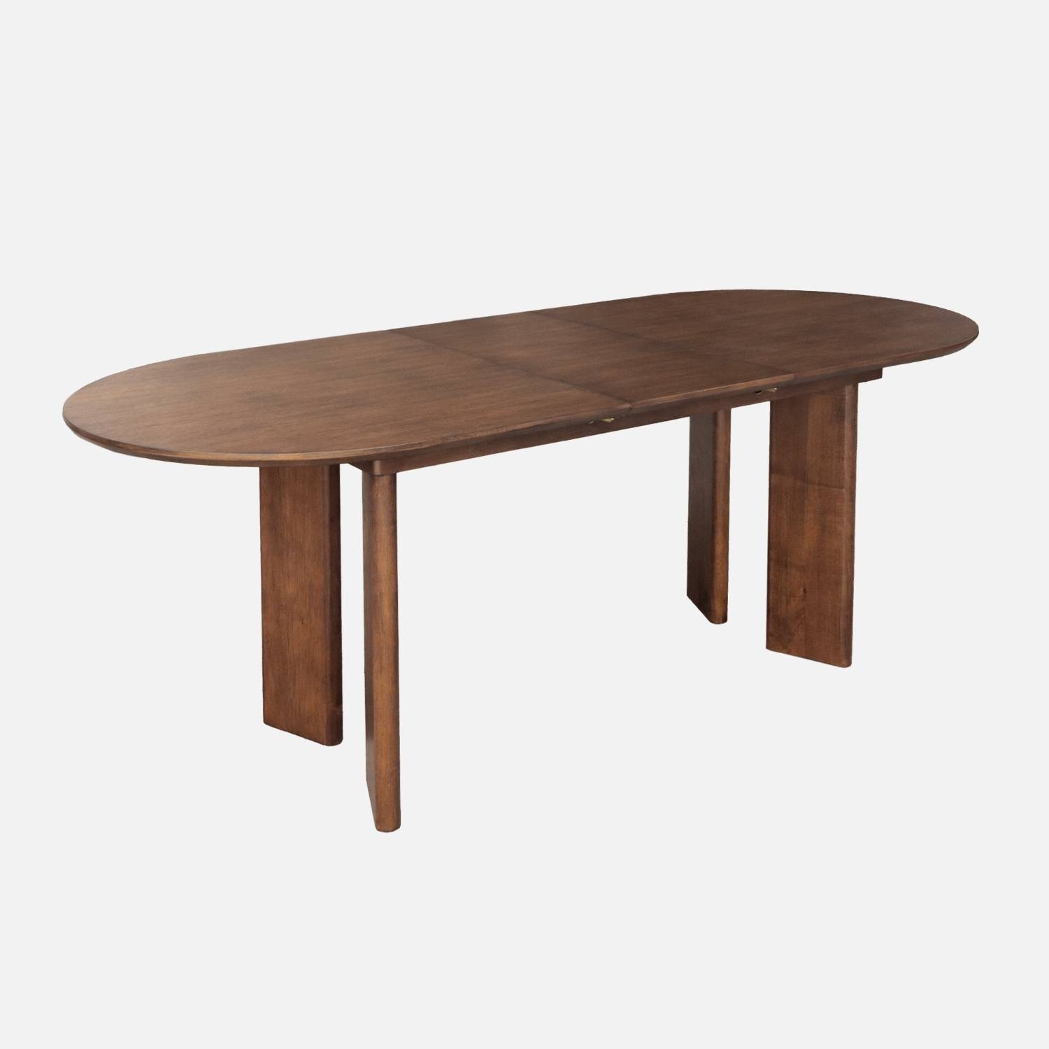 Table à manger extensible bois d'hévéa et placage chêne noyer 6-8 places
