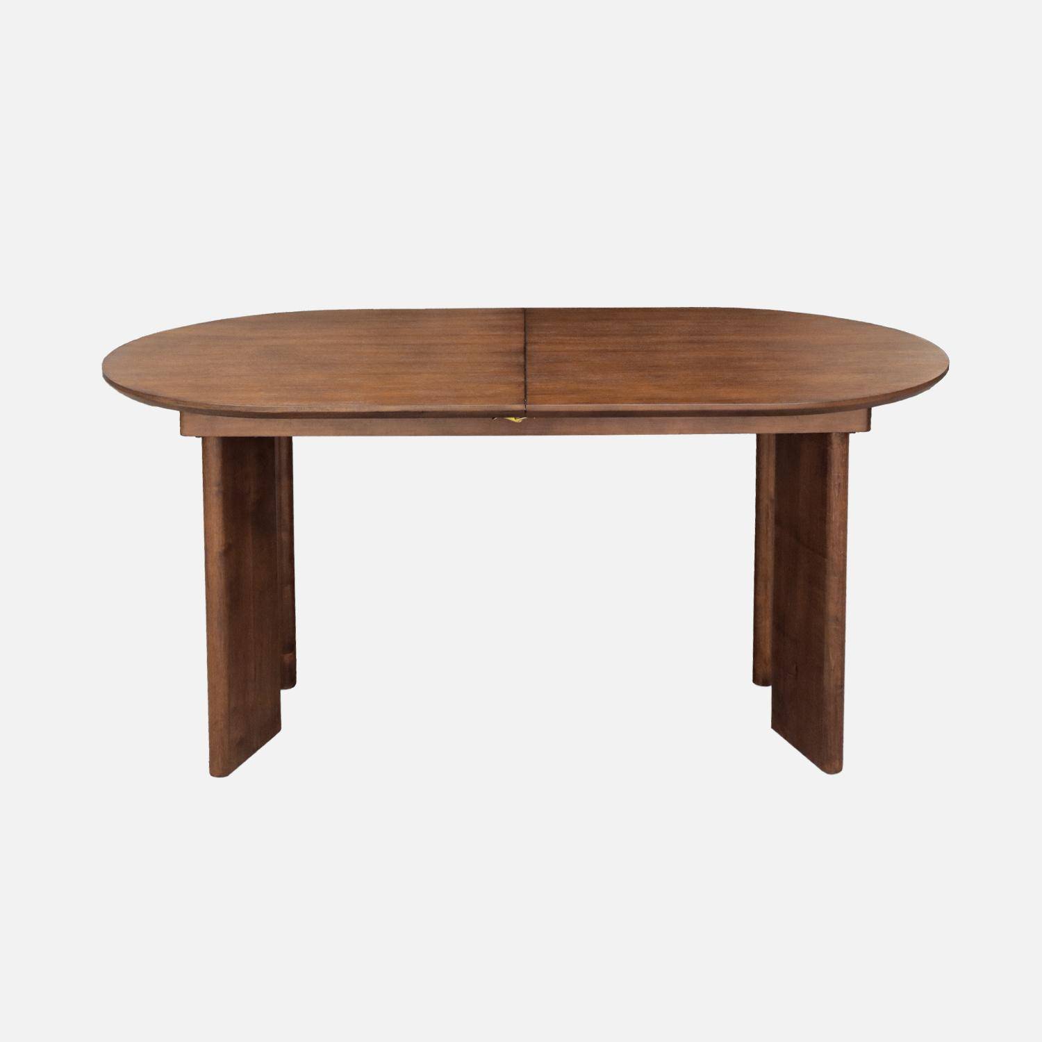 Table à manger oblongue extensible bois d'hévéa et placage chêne noyer 6-8 places 170-210cm - Albane Photo4