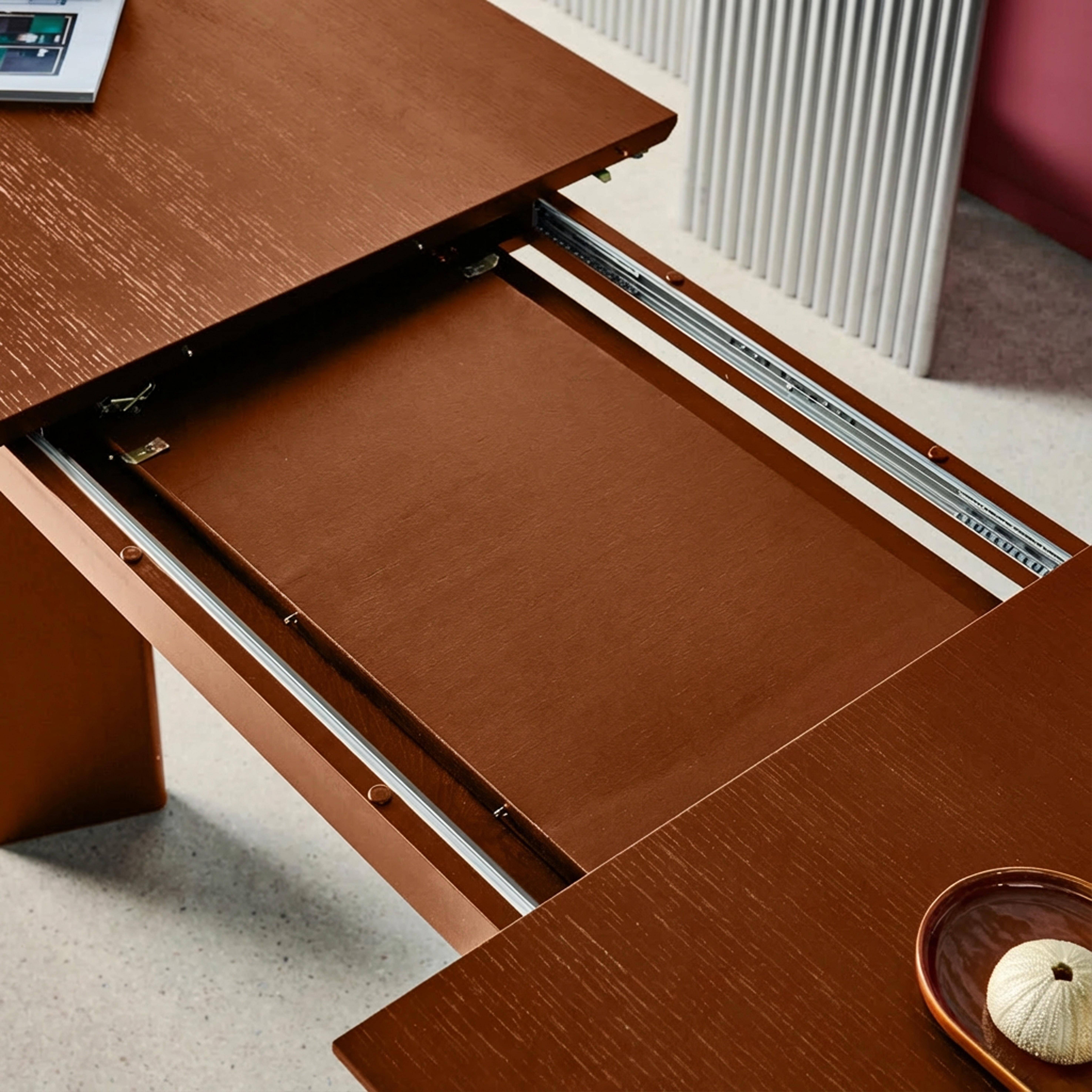 Ovaler ausziehbarer Esstisch Heveaholz und Eichenfurnier nussbaumfarben 6-8 Plätze 170-210 cm - Albane Photo9