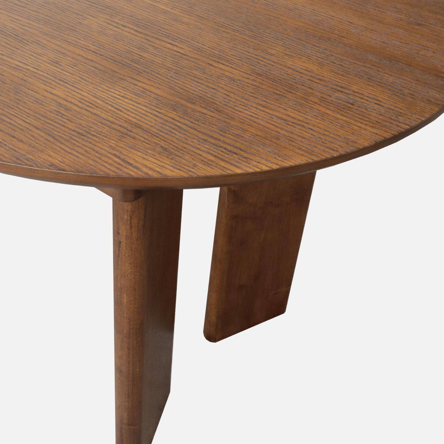 Table à manger oblongue extensible bois d'hévéa et placage chêne noyer 6-8 places 170-210cm - Albane Photo6