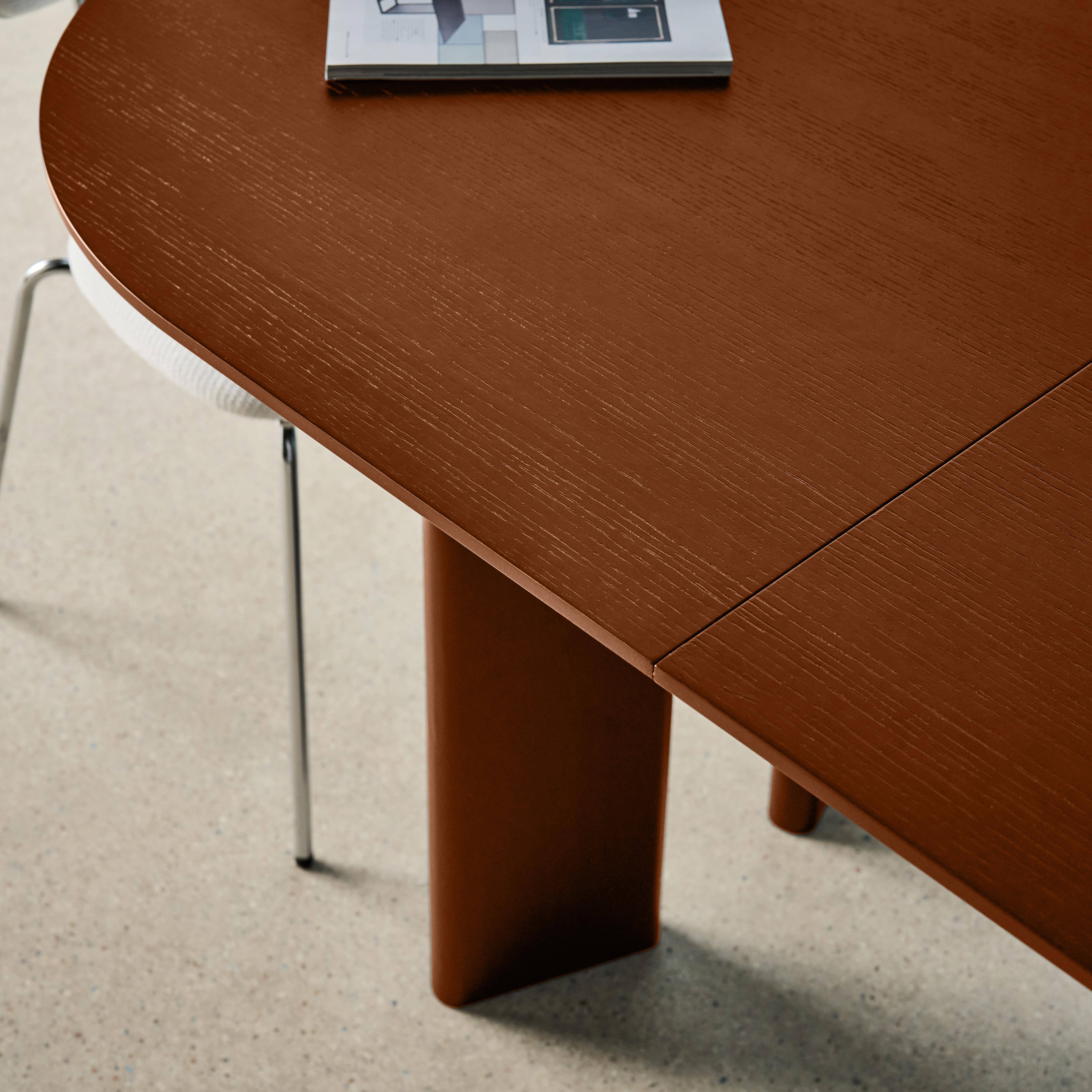 Ovaler ausziehbarer Esstisch Heveaholz und Eichenfurnier nussbaumfarben 6-8 Plätze 170-210 cm - Albane Photo6