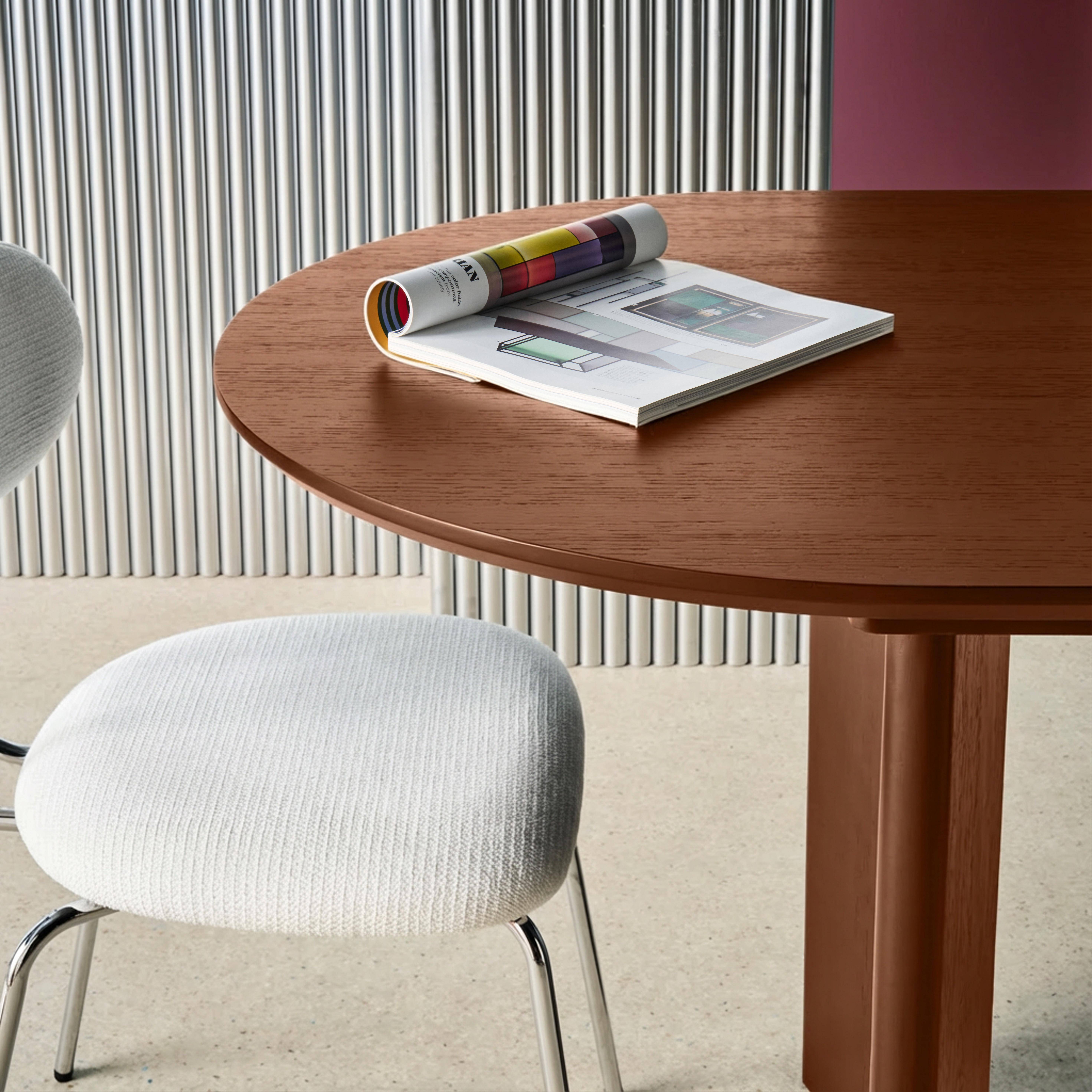 Ovaler ausziehbarer Esstisch Heveaholz und Eichenfurnier nussbaumfarben 6-8 Plätze 170-210 cm - Albane Photo5