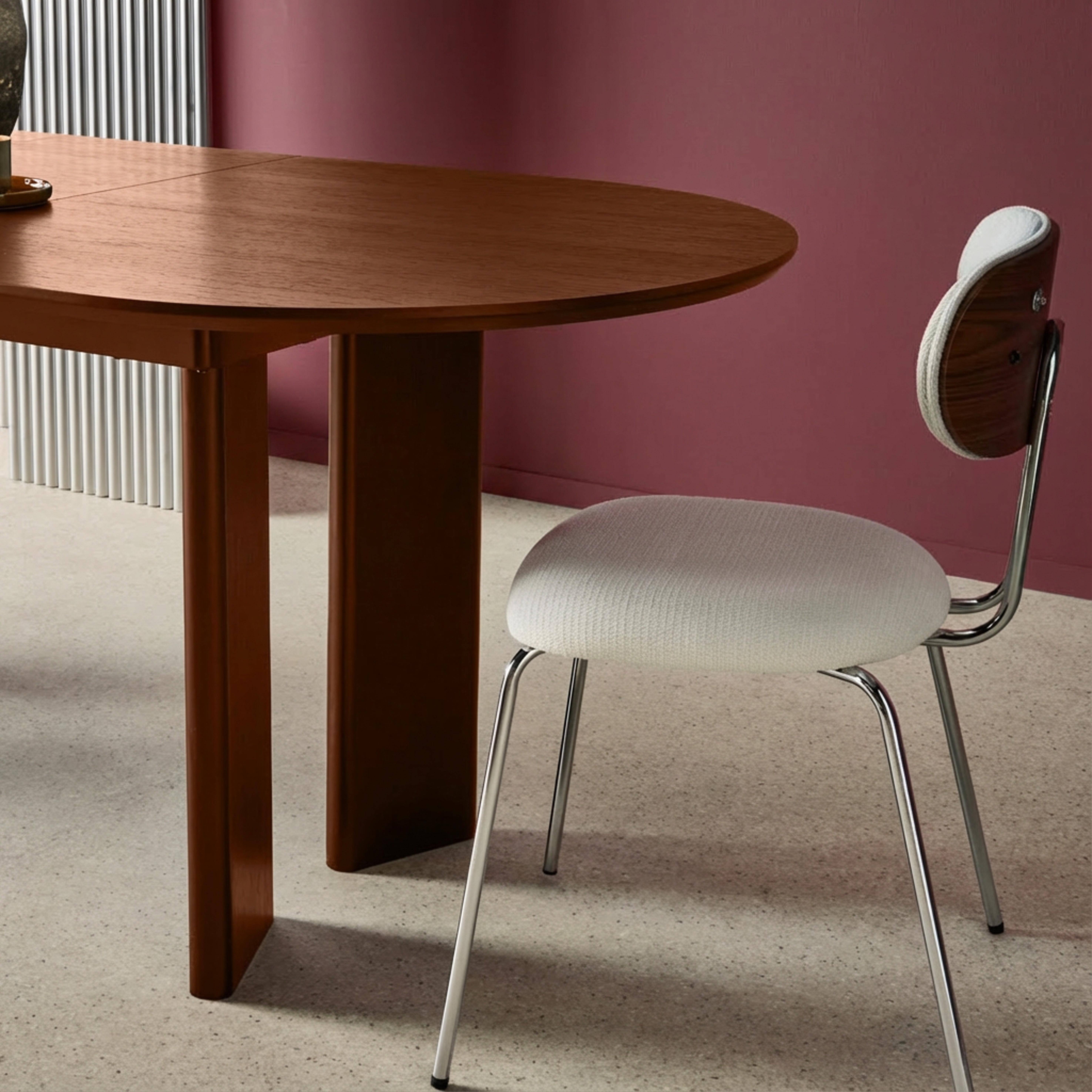 Ovaler ausziehbarer Esstisch Heveaholz und Eichenfurnier nussbaumfarben 6-8 Plätze 170-210 cm - Albane Photo4