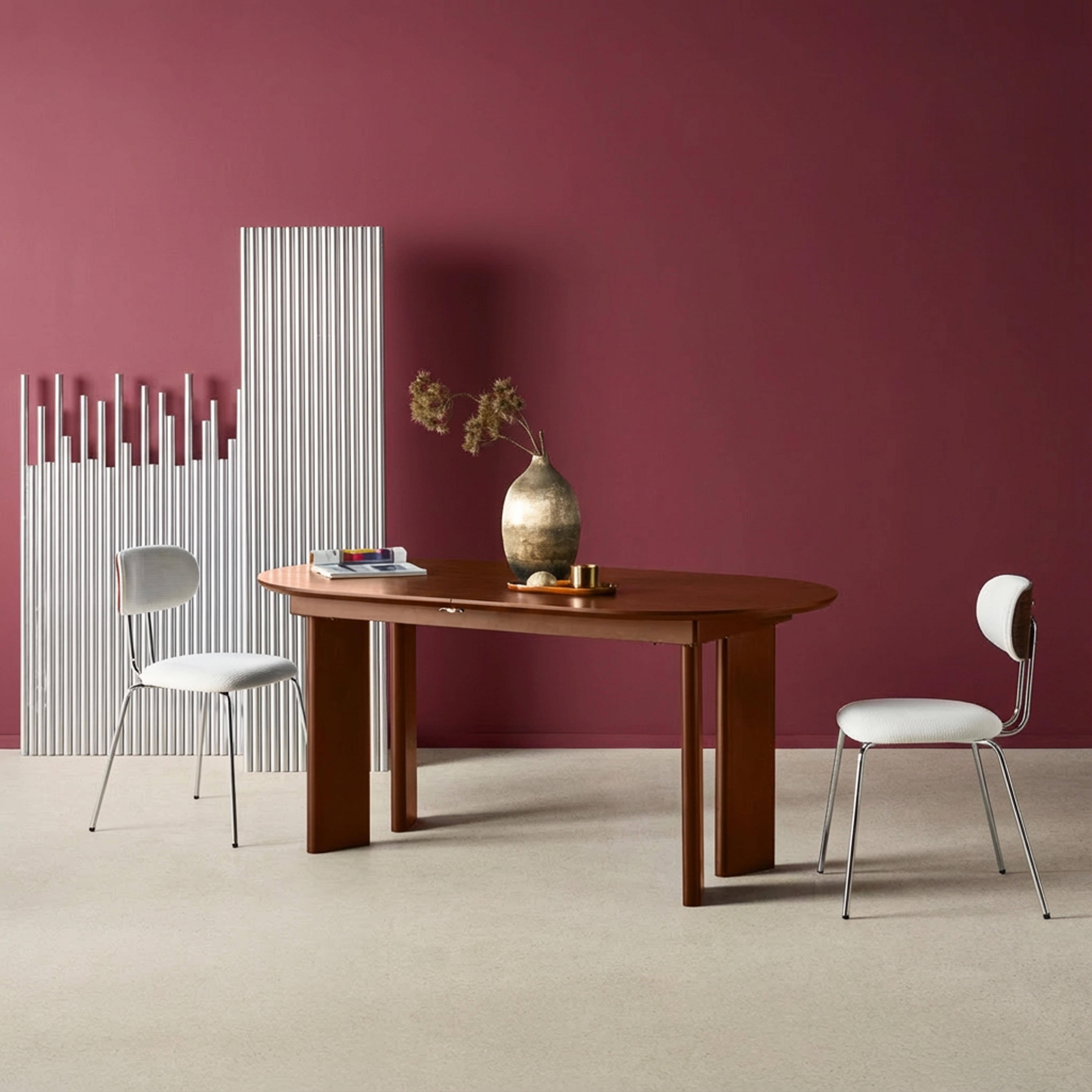 Ovaler ausziehbarer Esstisch Heveaholz und Eichenfurnier nussbaumfarben 6-8 Plätze 170-210 cm - Albane Photo3