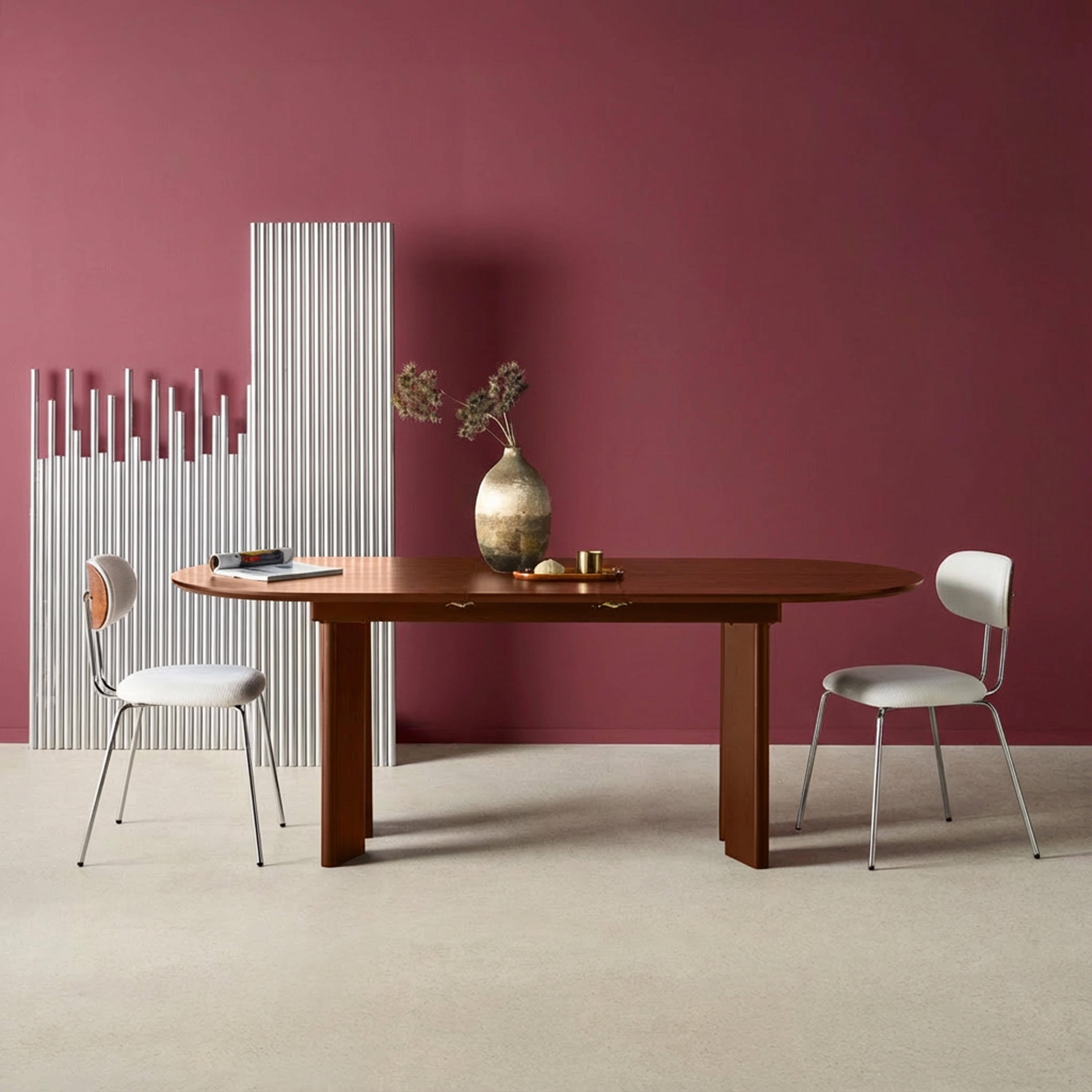 Ovaler ausziehbarer Esstisch Heveaholz und Eichenfurnier nussbaumfarben 6-8 Plätze 170-210 cm - Albane Photo2