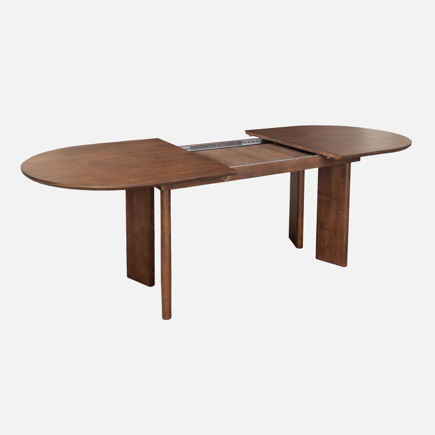 Table à manger oblongue extensible bois d'hévéa et placage chêne noyer 6-8 places 170-210cm - Albane Photo2
