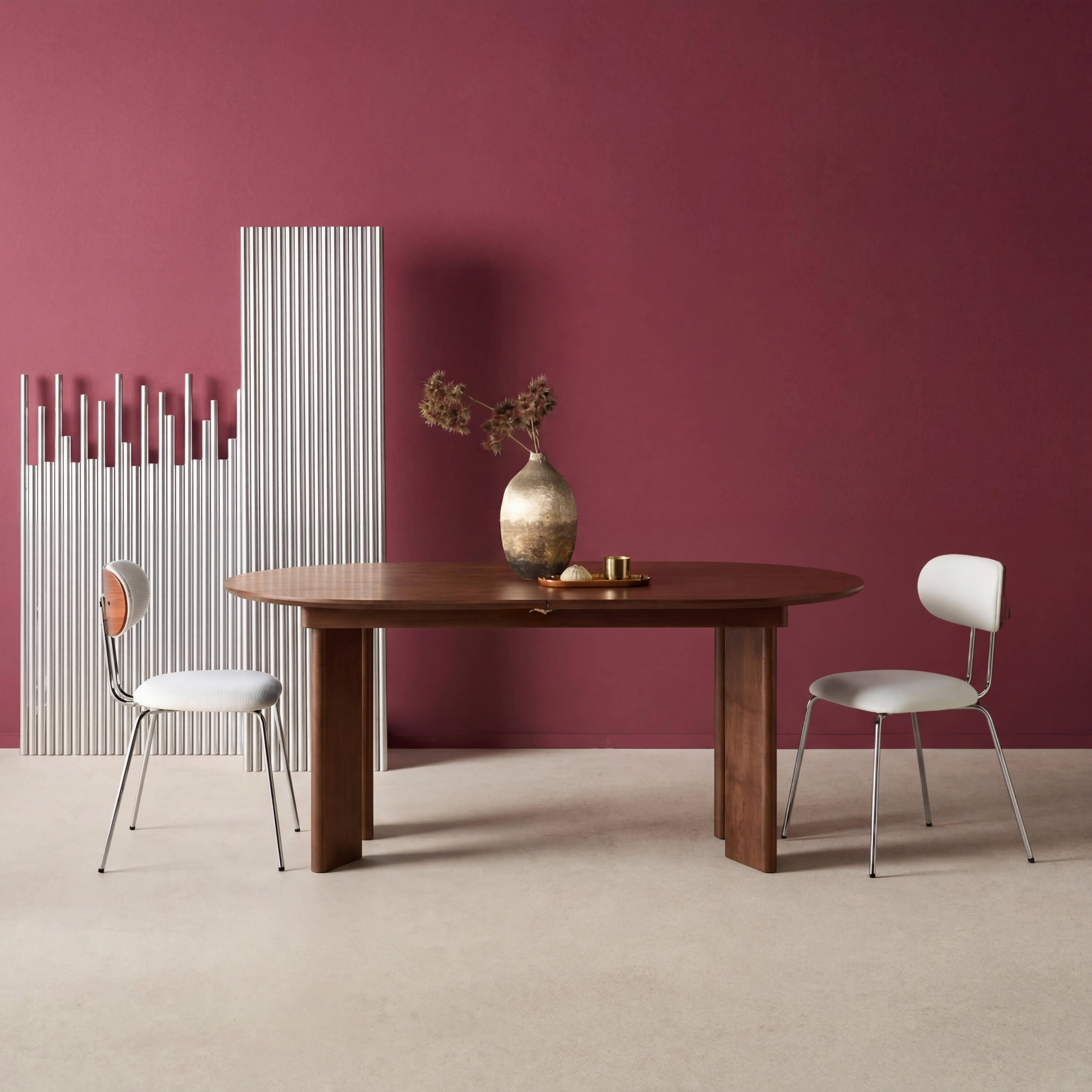 Table à manger oblongue extensible bois d'hévéa et placage chêne noyer 6-8 places 170-210cm - Albane,sweeek,Photo1