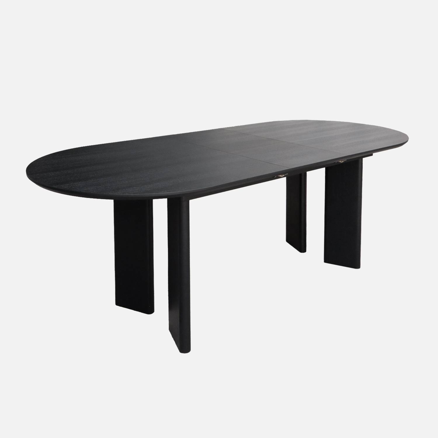 Table à manger extensible bois d'hévéa et placage chêne noir 6-8 places