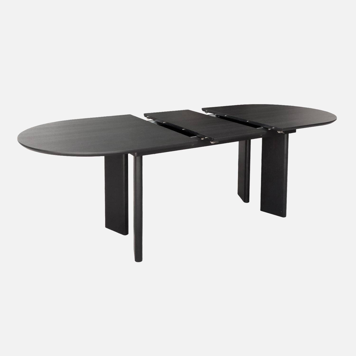 Table à manger oblongue extensible bois d'hévéa et placage chêne noir 6-8 places 170-210cm - Albane Photo3
