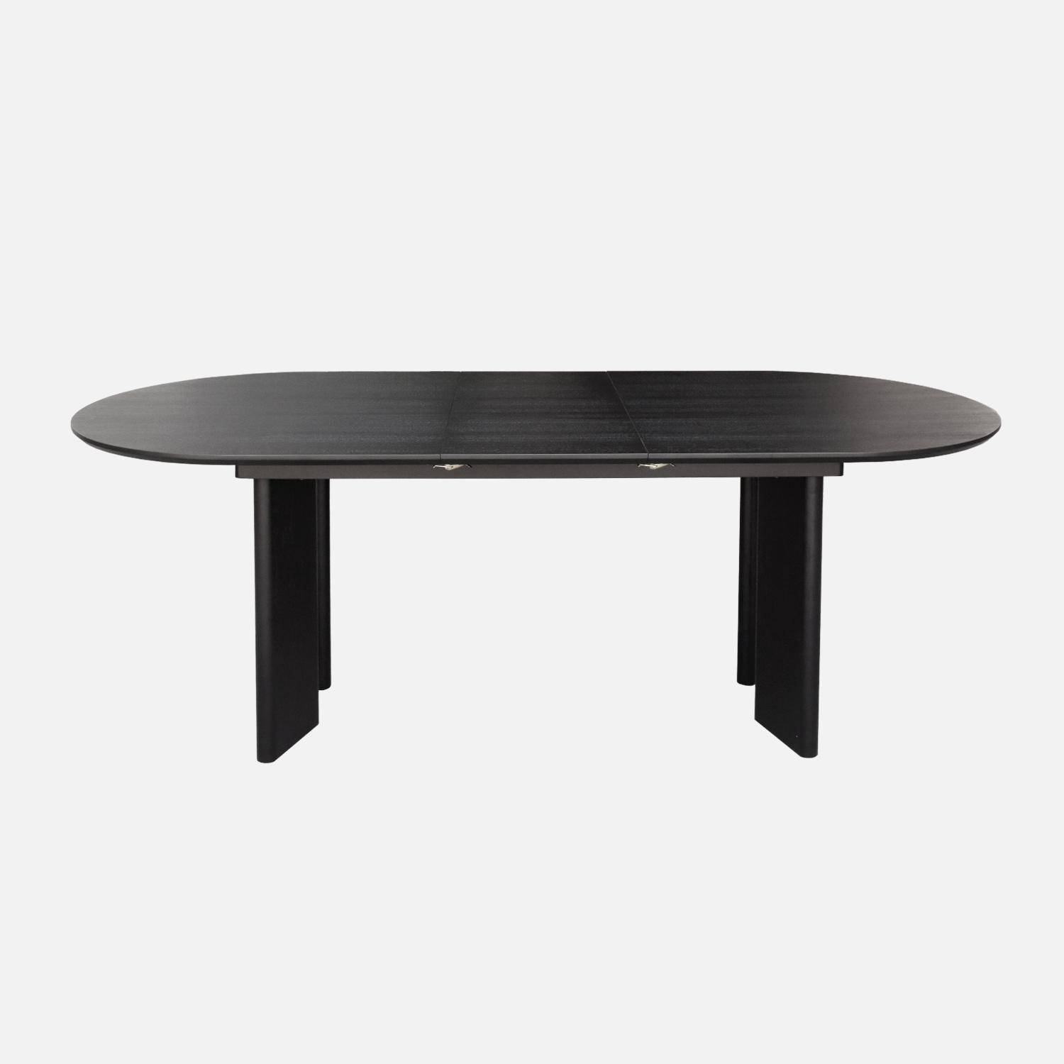 Table à manger oblongue extensible bois d'hévéa et placage chêne noir 6-8 places 170-210cm - Albane Photo5