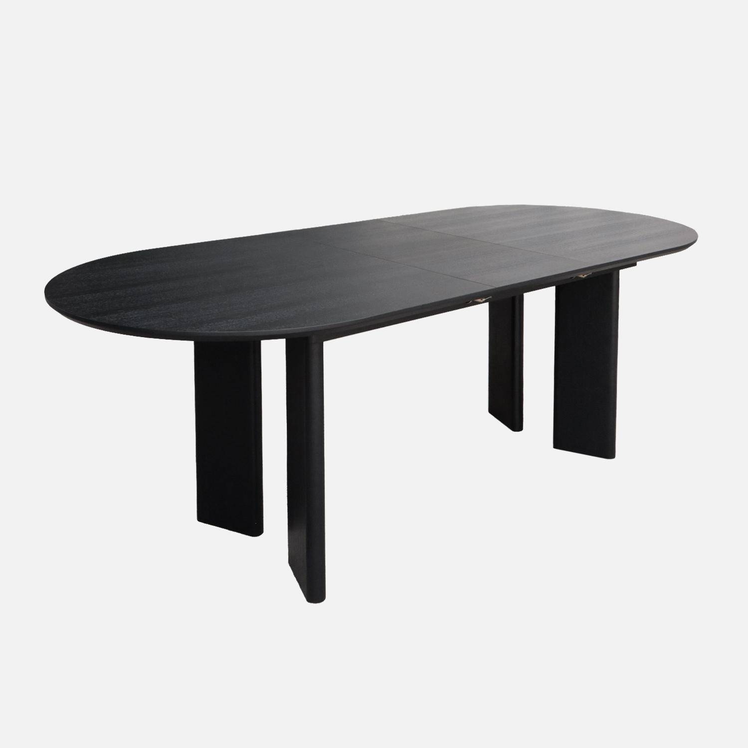 Table à manger oblongue extensible bois d'hévéa et placage chêne noir 6-8 places 170-210cm - Albane Photo1