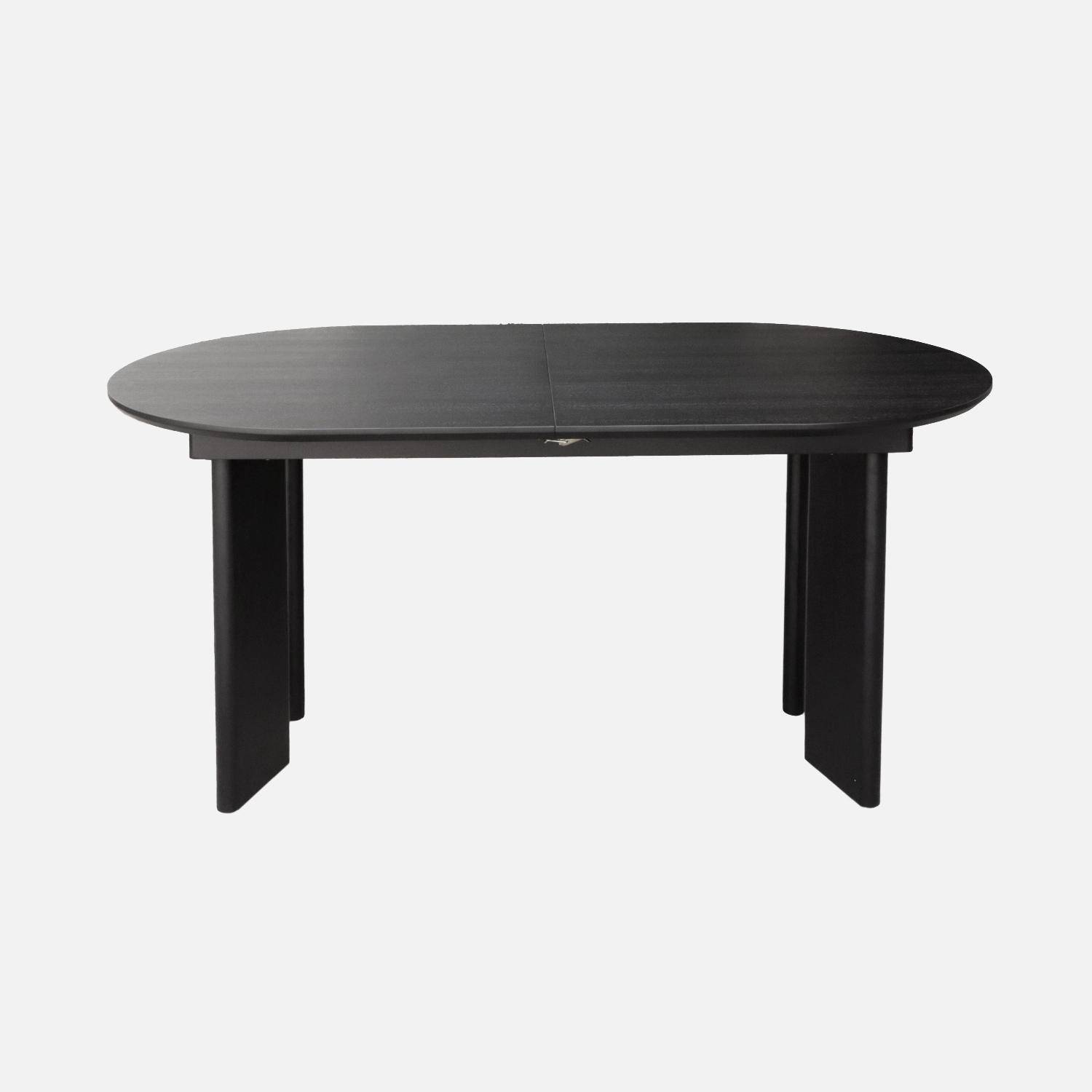 Table à manger oblongue extensible bois d'hévéa et placage chêne noir 6-8 places 170-210cm - Albane Photo4