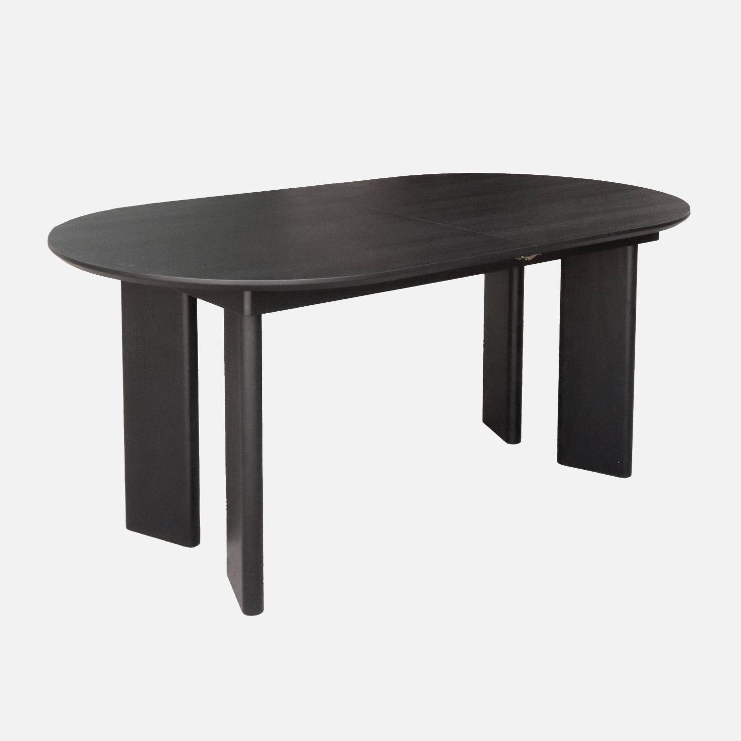 Ovale uitschuifbare eettafel rubberhout en eikenfineer 6-8 plaatsen zwart 170/210 x 90 x 76cm - Albane,sweeek,Photo4