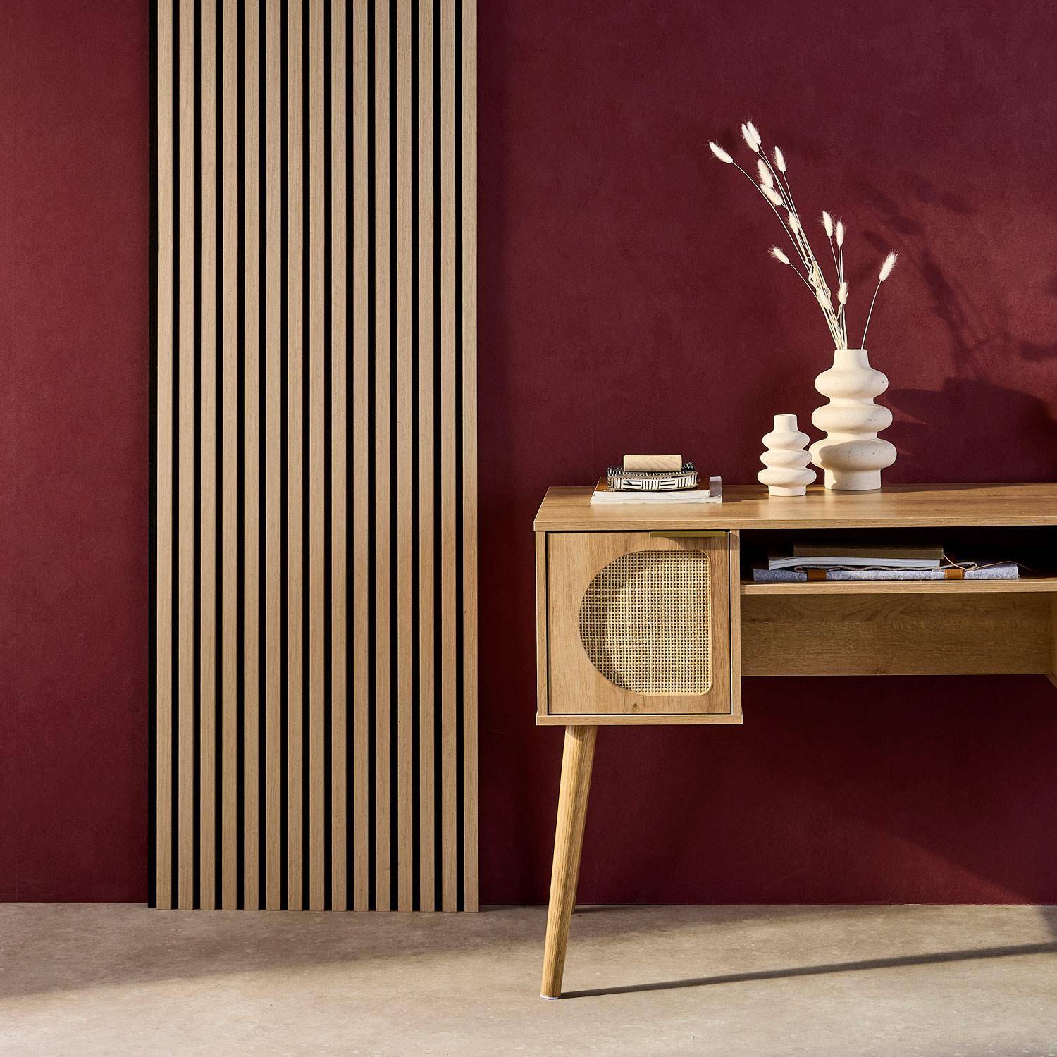 2er-Set dekorative Akustikwandpaneele aus Filz und MDF eichenfarben 60x120cm - Kyoto Photo1