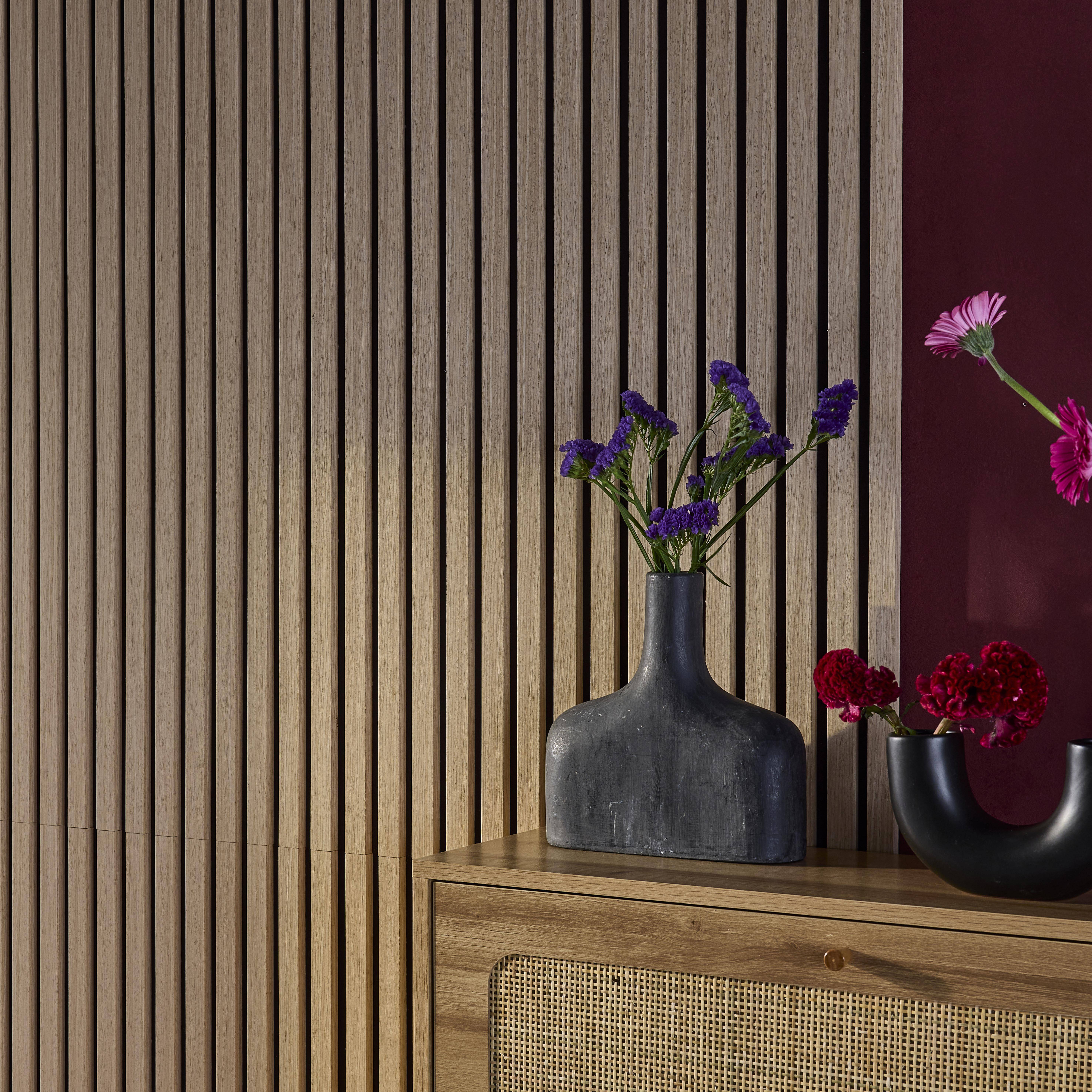 Set de 2 panneaux muraux acoustiques décoratifs en feutrine et MDF chêne 60x120cm - Kyoto Photo1