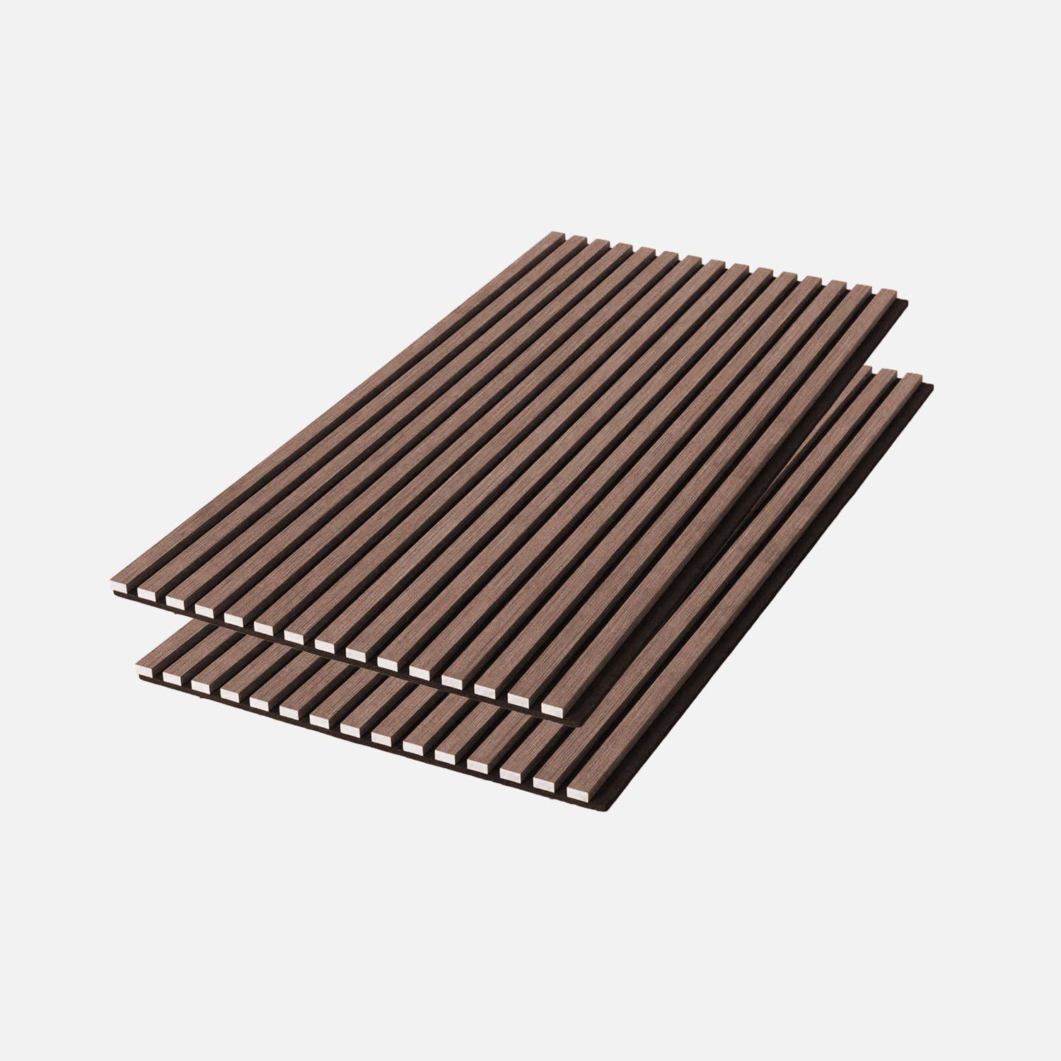 2er-Set dekorative Akustikwandpaneele aus Filz und MDF nussbaumfarben 60x120cm - Kyoto,sweeek,Photo4