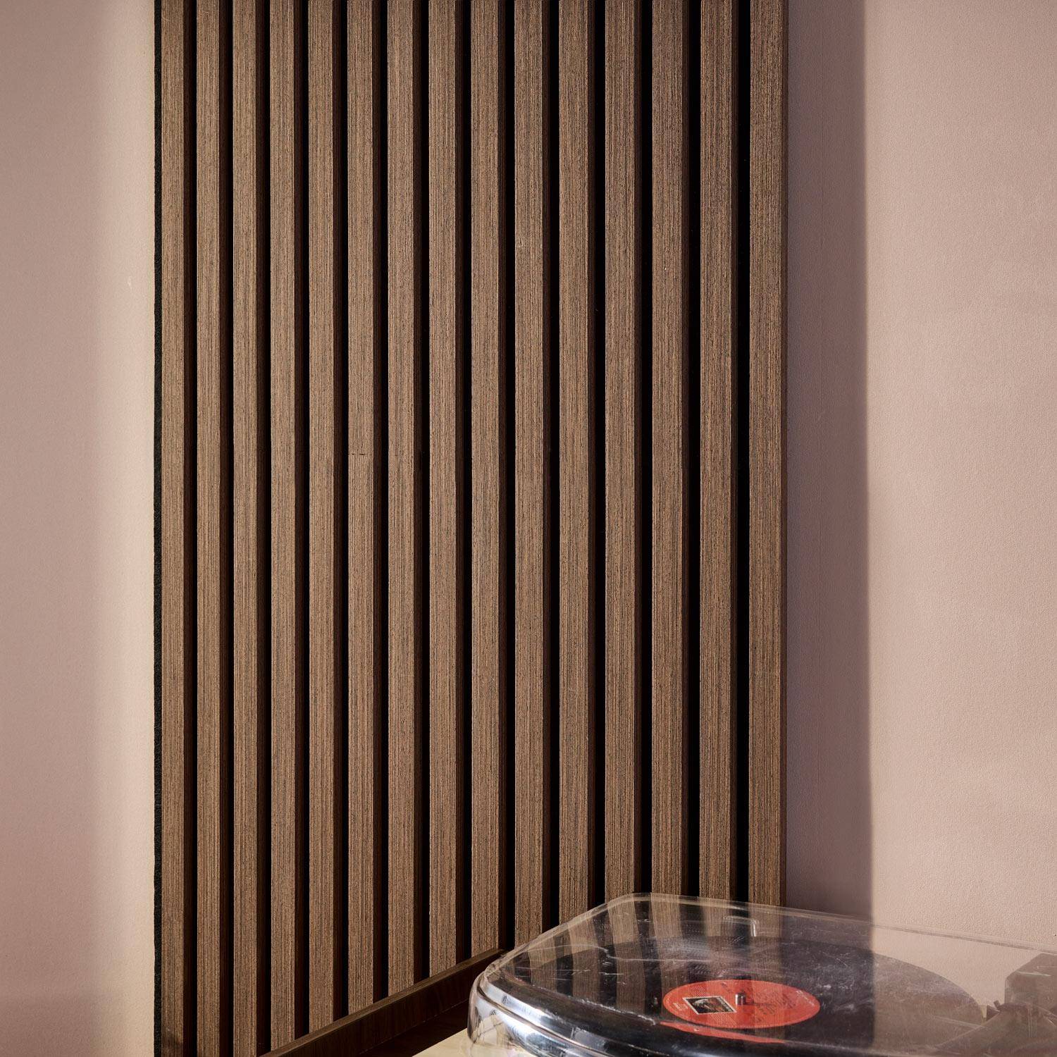 2er-Set dekorative Akustikwandpaneele aus Filz und MDF nussbaumfarben 60x120cm - Kyoto,sweeek,Photo2