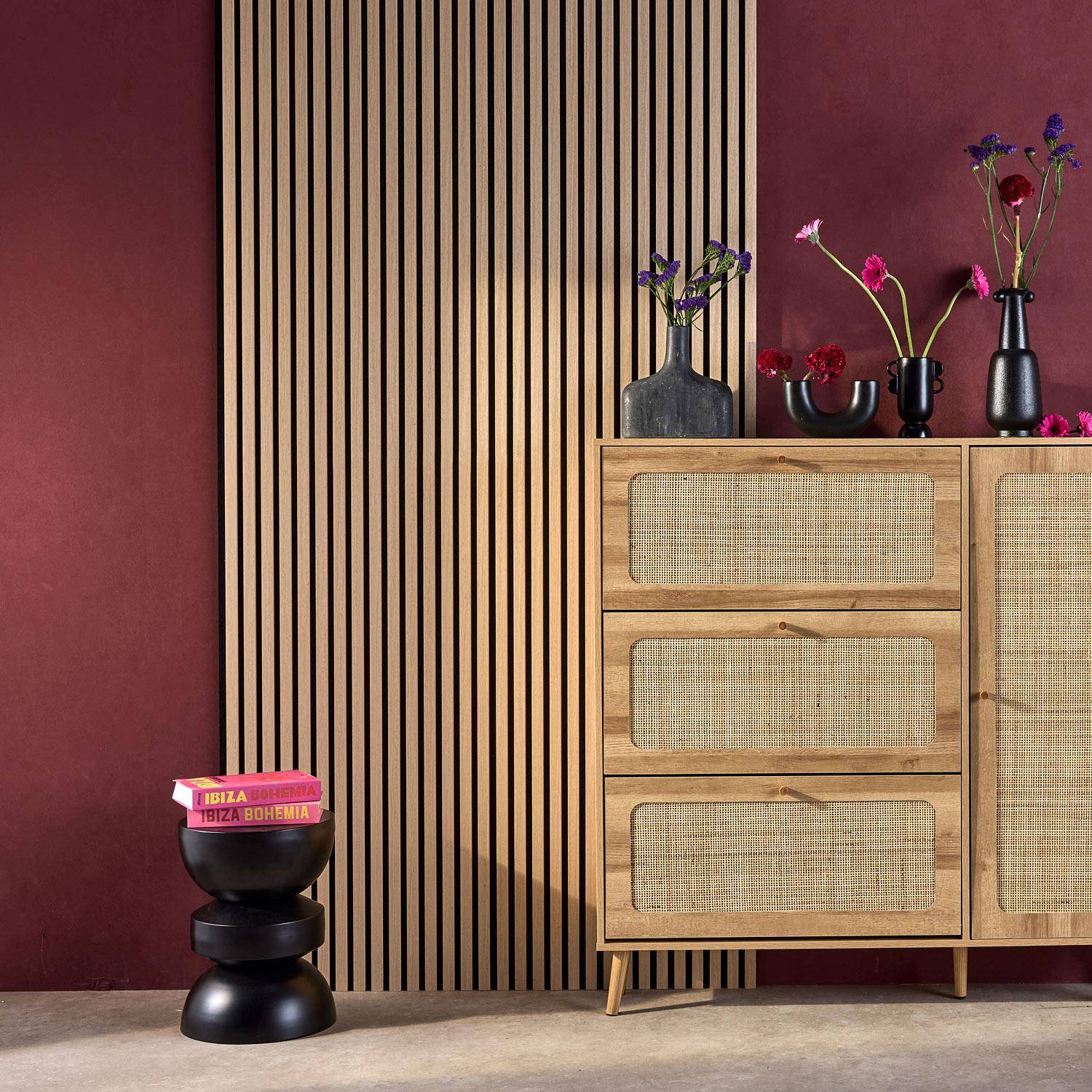 Set of 4 decorative acoustic wall panels oak | sweeek