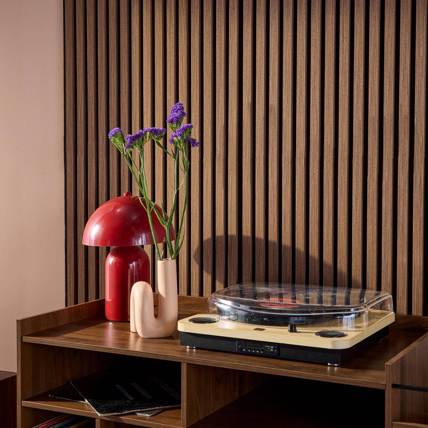 Painéis murais acústicos decorativos, Kyoto, Madeira de nogueira, 120x60x2.1 cm Photo2