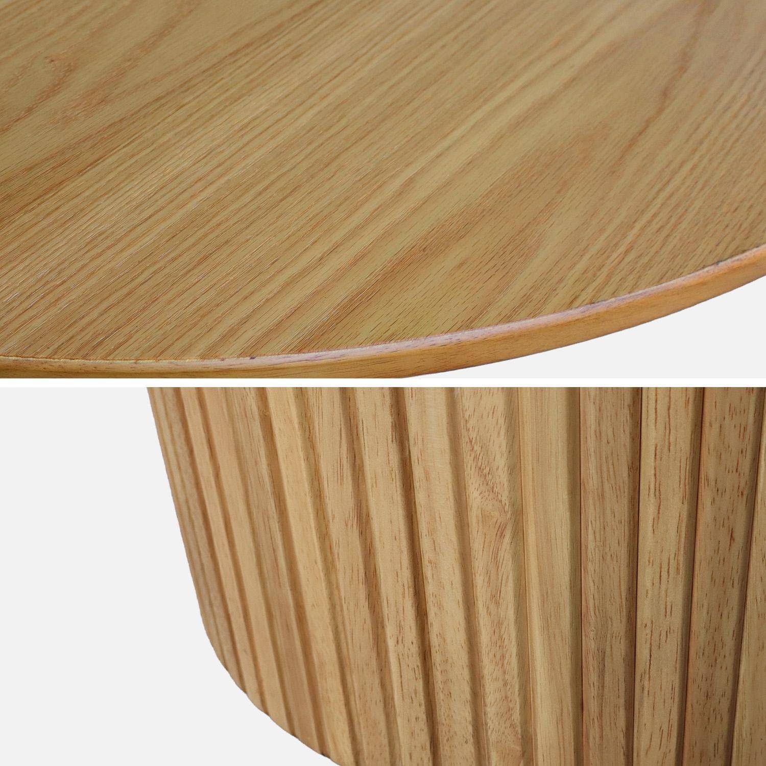 Table à manger ronde bois d'hévéa et placage chêne naturel 4 places - Ø 115 x 73 cm - Estelle Photo2