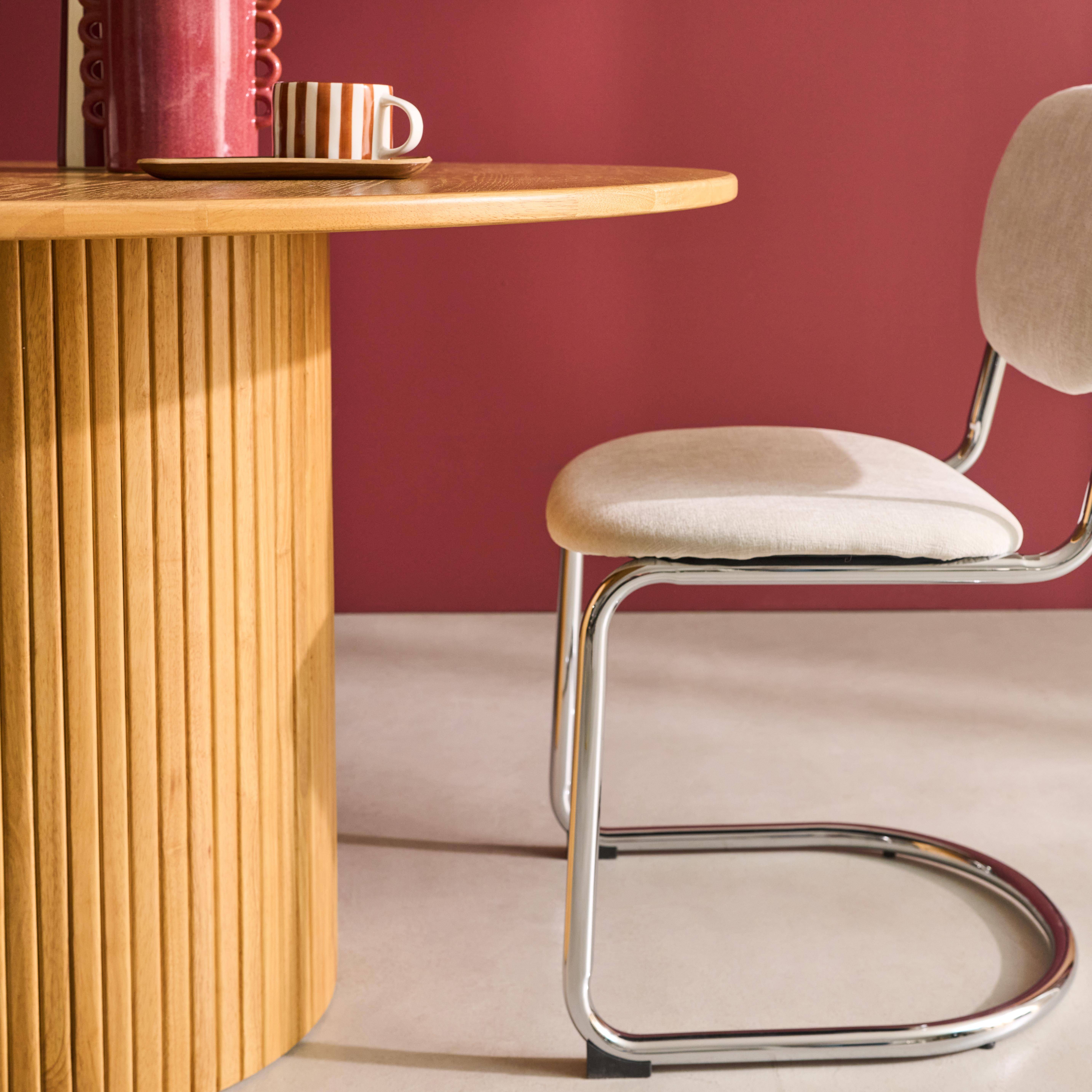 Ronde eetkamertafel rubberhout en eikenfineer 4 plaatsen naturel - Ø 115 x 73 cm - Estelle,sweeek,Photo5