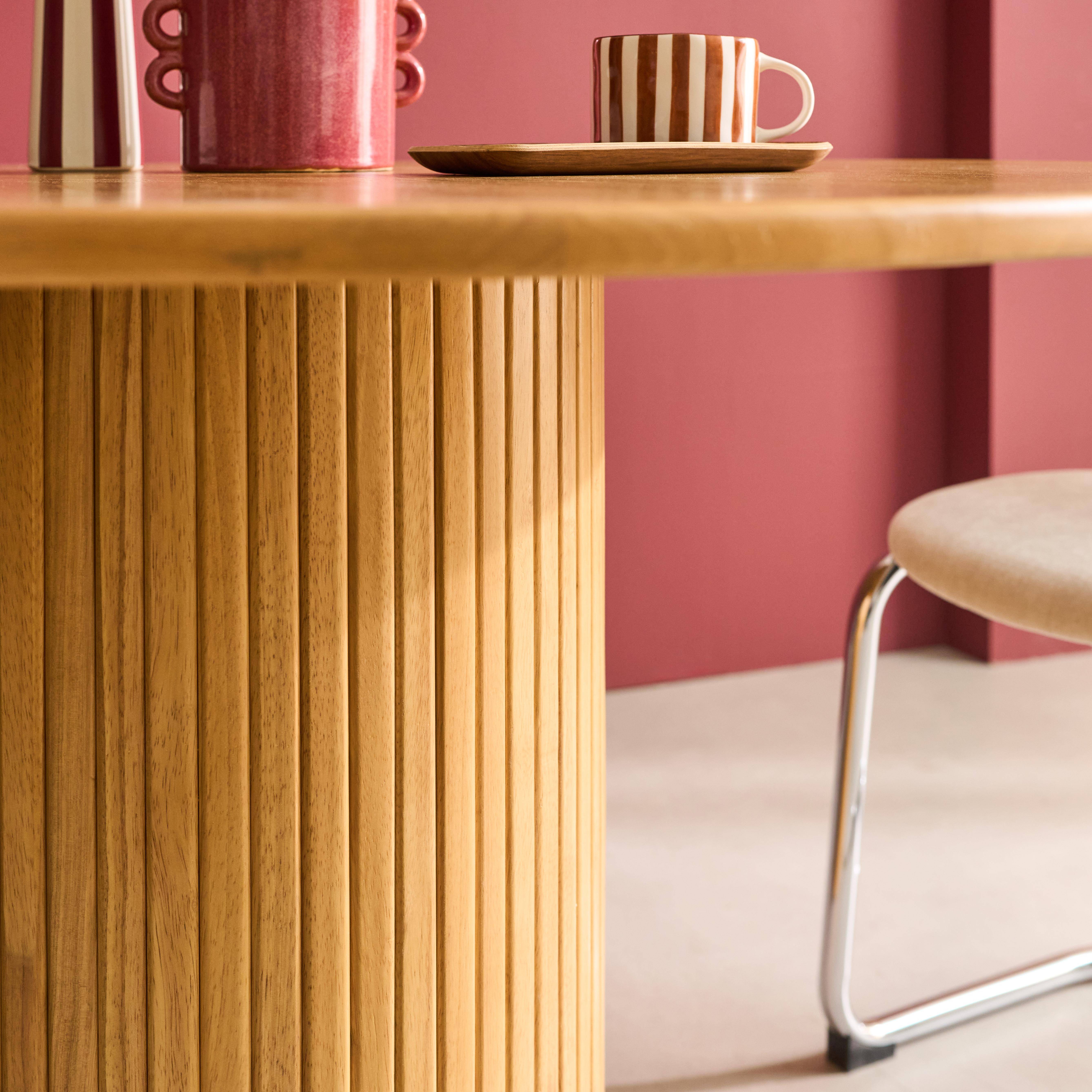 Ronde eetkamertafel rubberhout en eikenfineer 4 plaatsen naturel - Ø 115 x 73 cm - Estelle,sweeek,Photo4